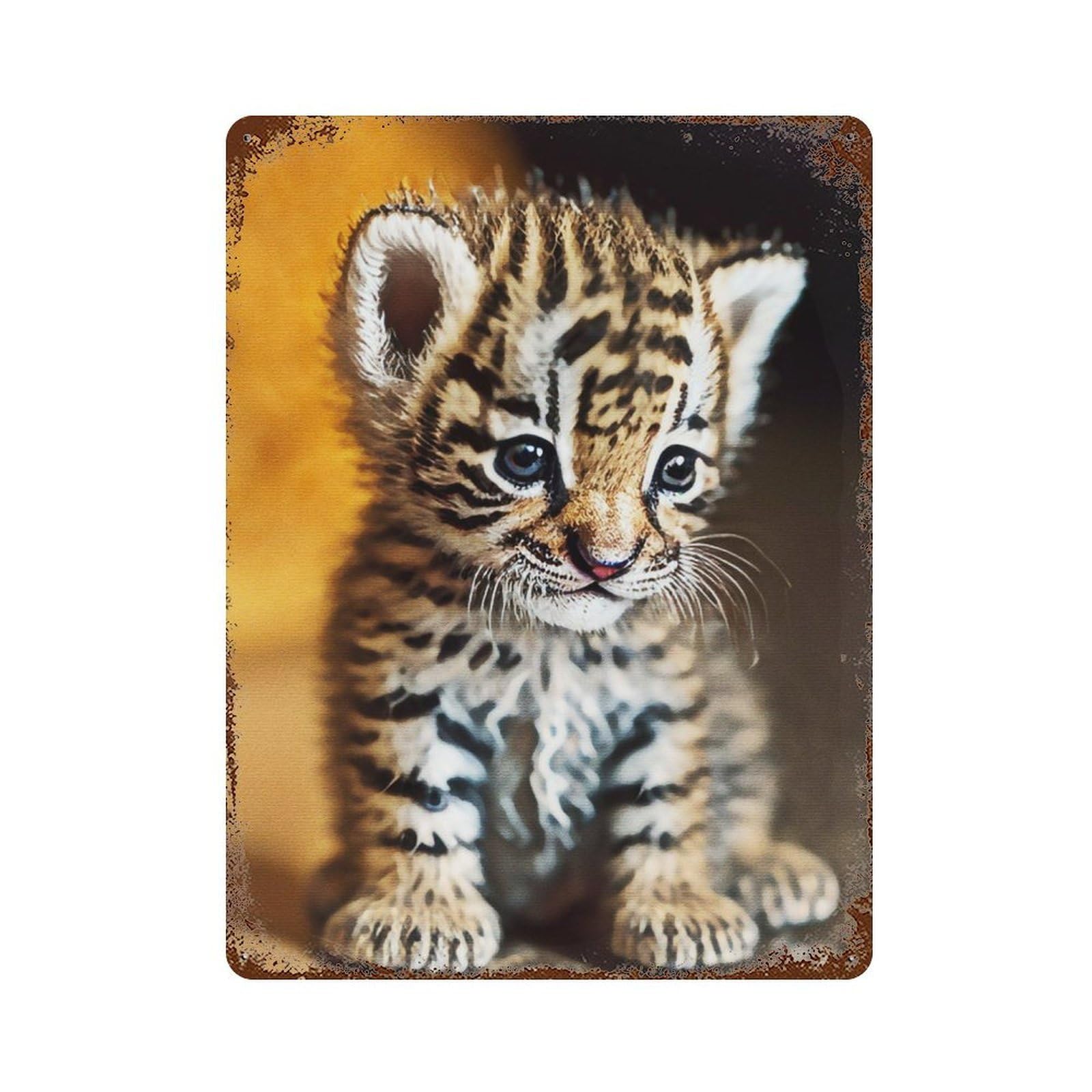 Cute Tiger Rustic Tin Plaque 15.7"x11.8", Novelty Wall Decor for Garage, Pub Or Kitchen