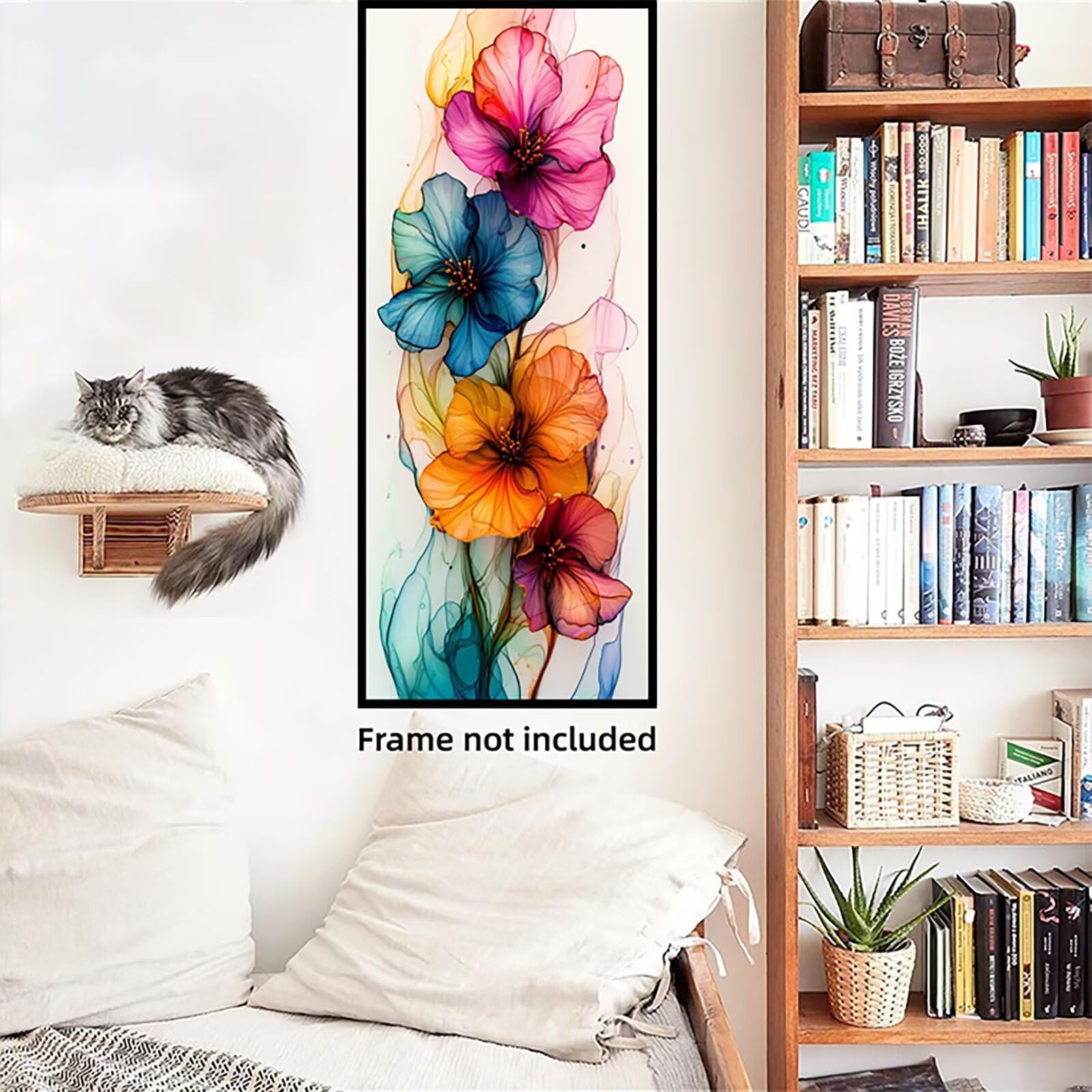 Malen Nach Zahlen 50x150cm Leinwand Farbe Malen Nach Zahlen Erwachsene mit Ohne Rahmen, DIY Kreativ Set für Erwachsene mit Pinseln und Acrylfarbe, Zimmer Deko Blumen Landschaft Geschenk, P0M-644