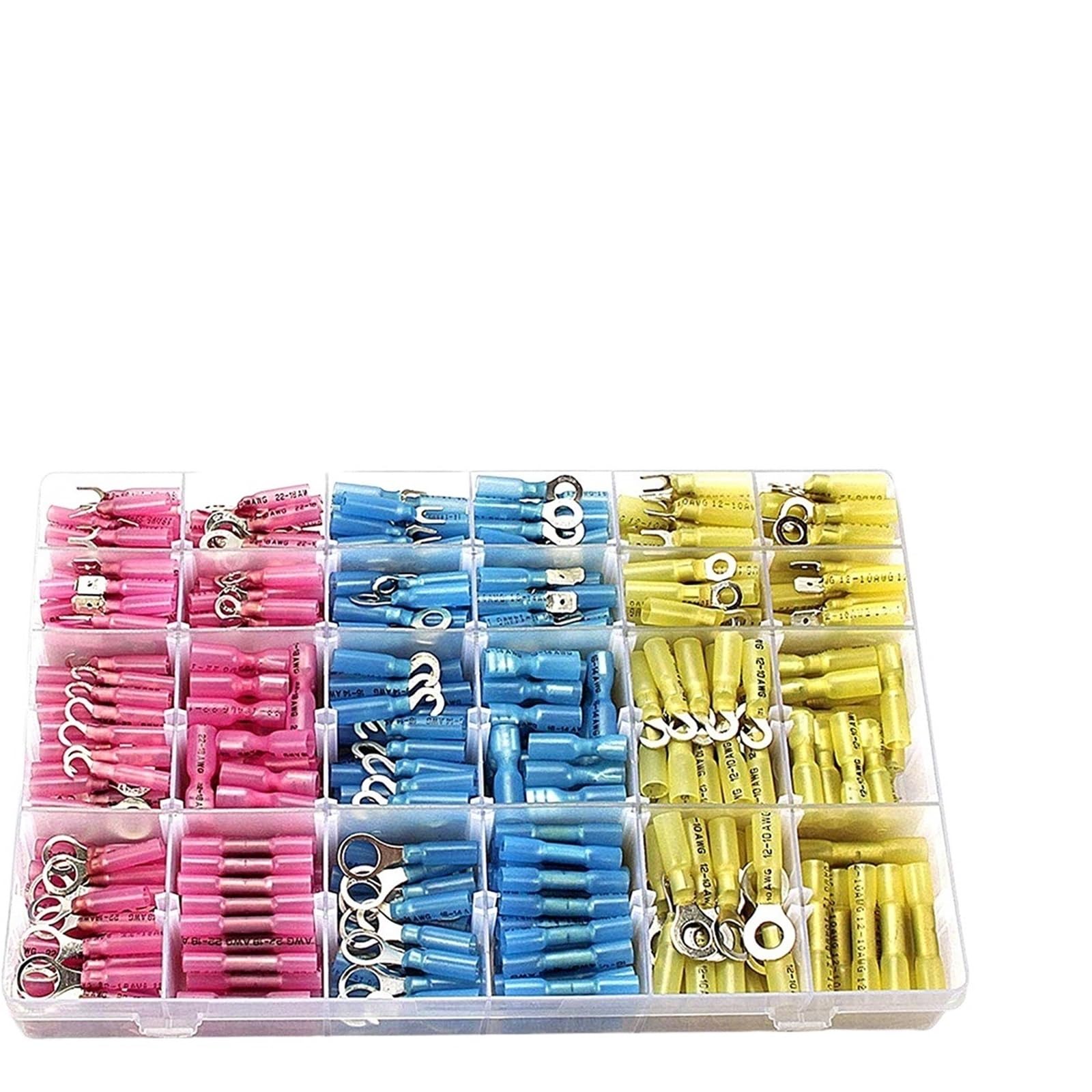 Ciopljhkl One Color 540/510/250/120Pcs Heat Shrink Electrical Cable Wire Connectors Waterproof Insulated Spade Ring Splice Butt Crimp Terminals Kit For Home,Factory,Cars,Ship