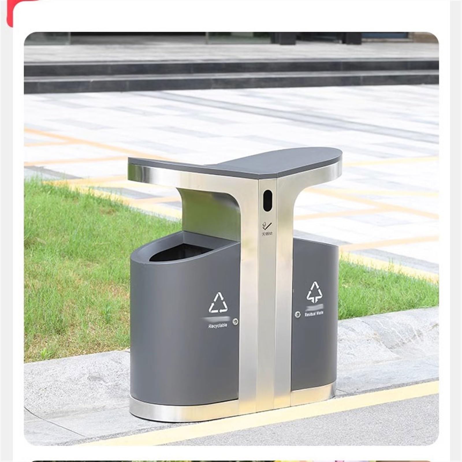Contenedor de basura para exteriores Contenedor de basura para ciudad Contenedores para exteriores Acero inoxidable Comercial Gran capacidad Contenedores de residuos clasificados para calles municipa