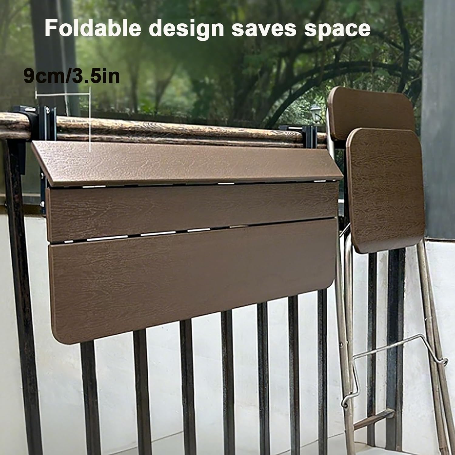 Folding Balcony Table with Retractable Shelves, Adjustable Space-Saving Bar Table, Wall-Mounted Dining Table for Small Balconies, Compact Outdoor Furniture (31.4 * 10.6 in)