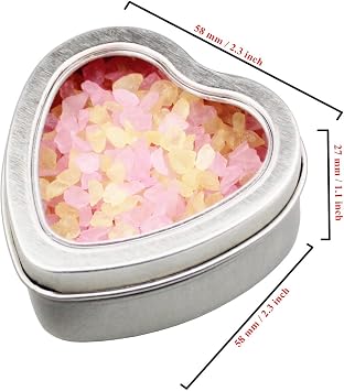 Goodma 14-Pack 2oz Heart Shaped Silver Metal Tins with Clear Window