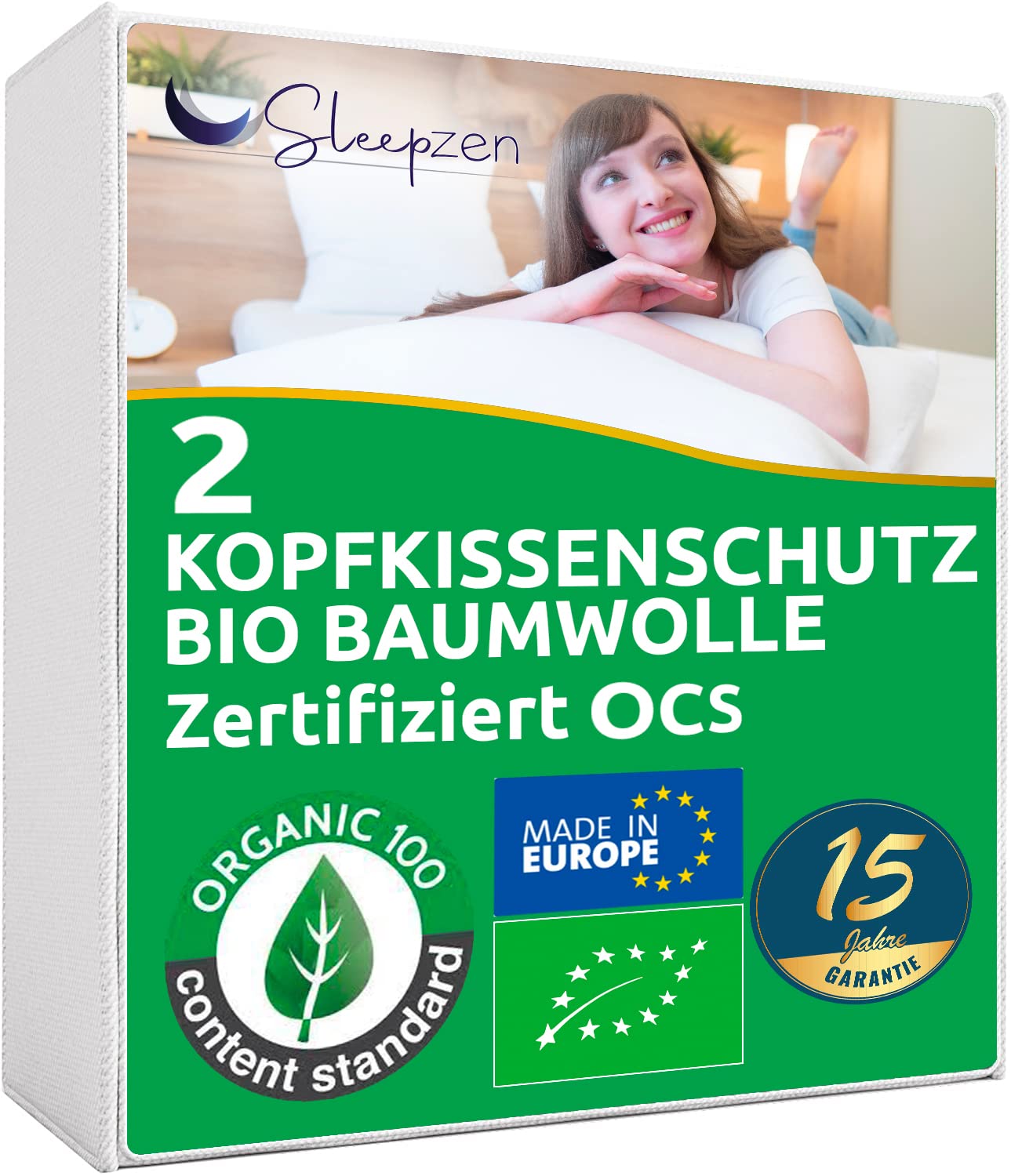 SLEEPZEN Kopfkissenschutz 40x60cm Biologischer Baumwolle Molton, Nicht wasserdicht, 2er-Set kopfkissenschoner, Atmungsaktive und Saugfähige, Kopfkissenüberzug, kopfkissenschutz Küche, Haushalt & Wohnen