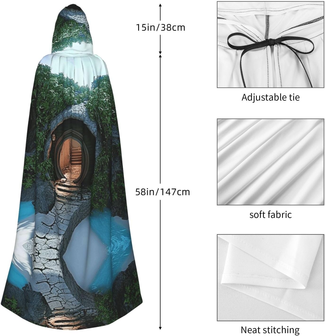 Mysterious cave Unique Darkness Poncho Shawl - Customizable Wearable Blanket for Women, Perfect Halloween Costume Accessory, Knight, Akatsuki, and More