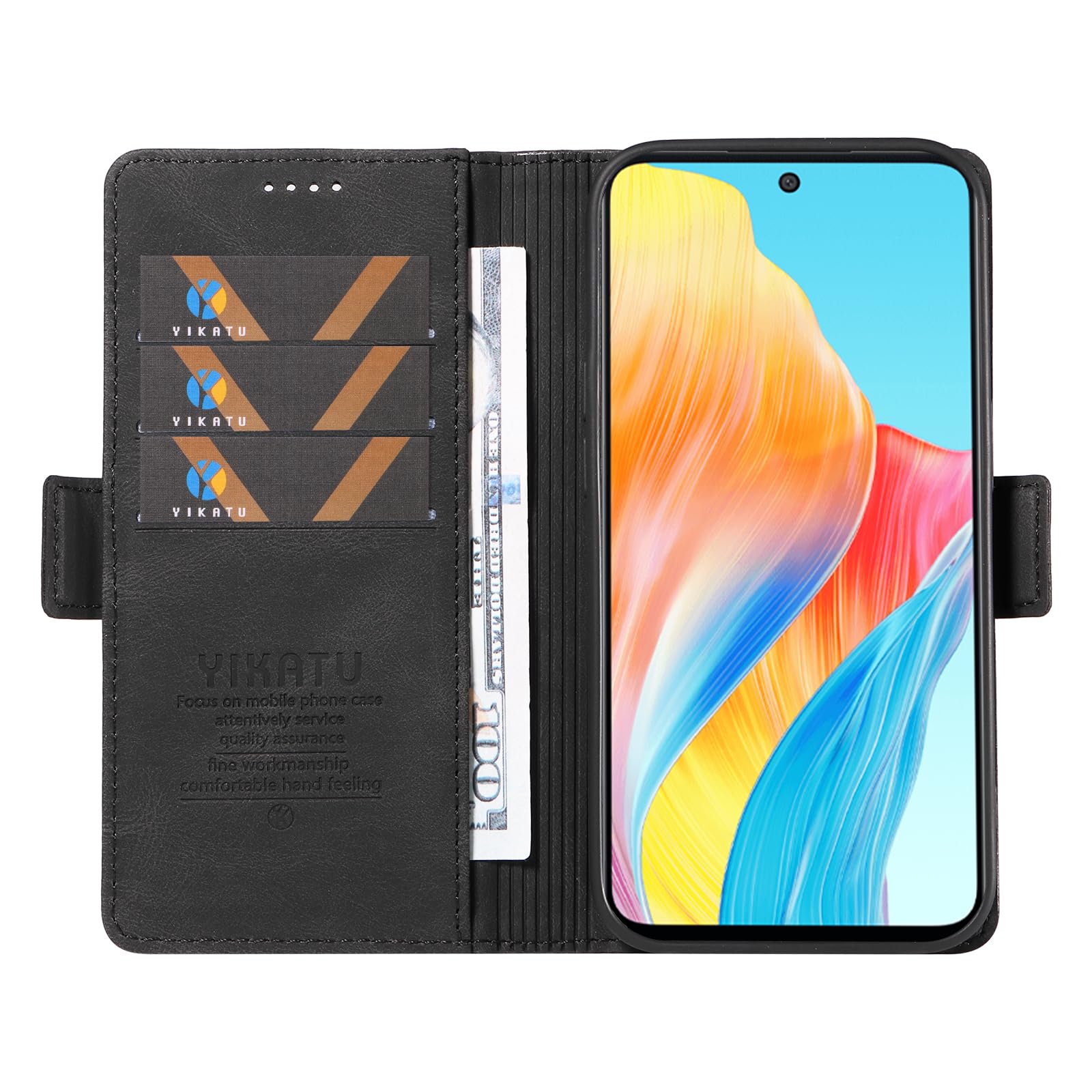 YBFJCE Case for Oppo A98 5G/Oppo F23 5G, PU Leather Shockproof Durable Phone Wallet Case Protective Flip Folio Cover, for Oppo A98 5G/Oppo F23 5G Case with Card Holder, Black