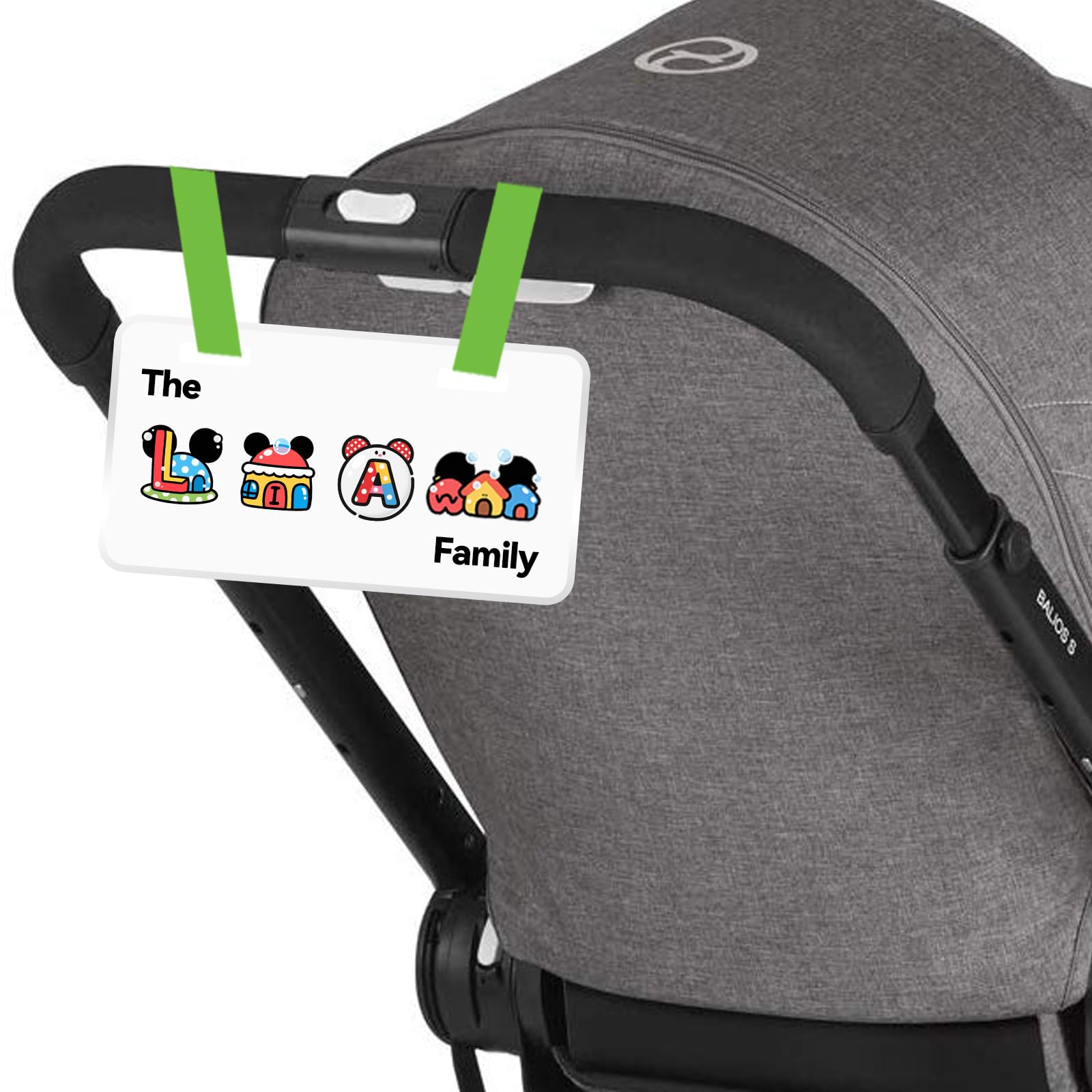 Personalized Acrylic Family Name Stroller Sign Custom Acrylic Home Symbol Amusement Theme Park Sign for Strollers Character Themed Id Tag Disney Style Font Personalised Wedding Gifts