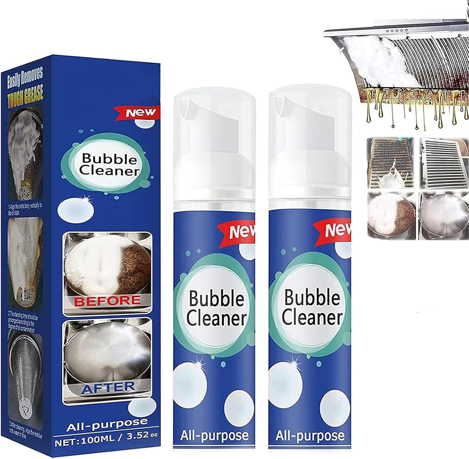 Bubble Cleaner Foam Spray,Powerful Stain Removing Foam Cleaner,Multipurpose Kitchen Degreaser