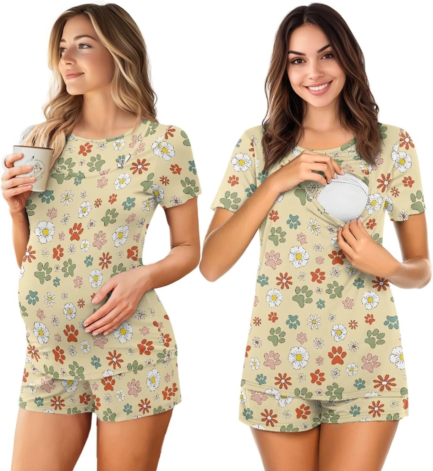 Nursing Pajamas for Women Breastfeeding Sleepwear Soft 2 Piece Postpartum Lounge Sets