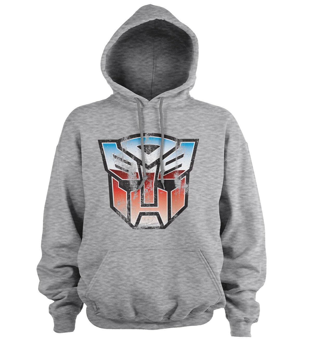 Transformers Officially Licensed Distressed Autobot Shield Hoodie (Heather Grey), Large