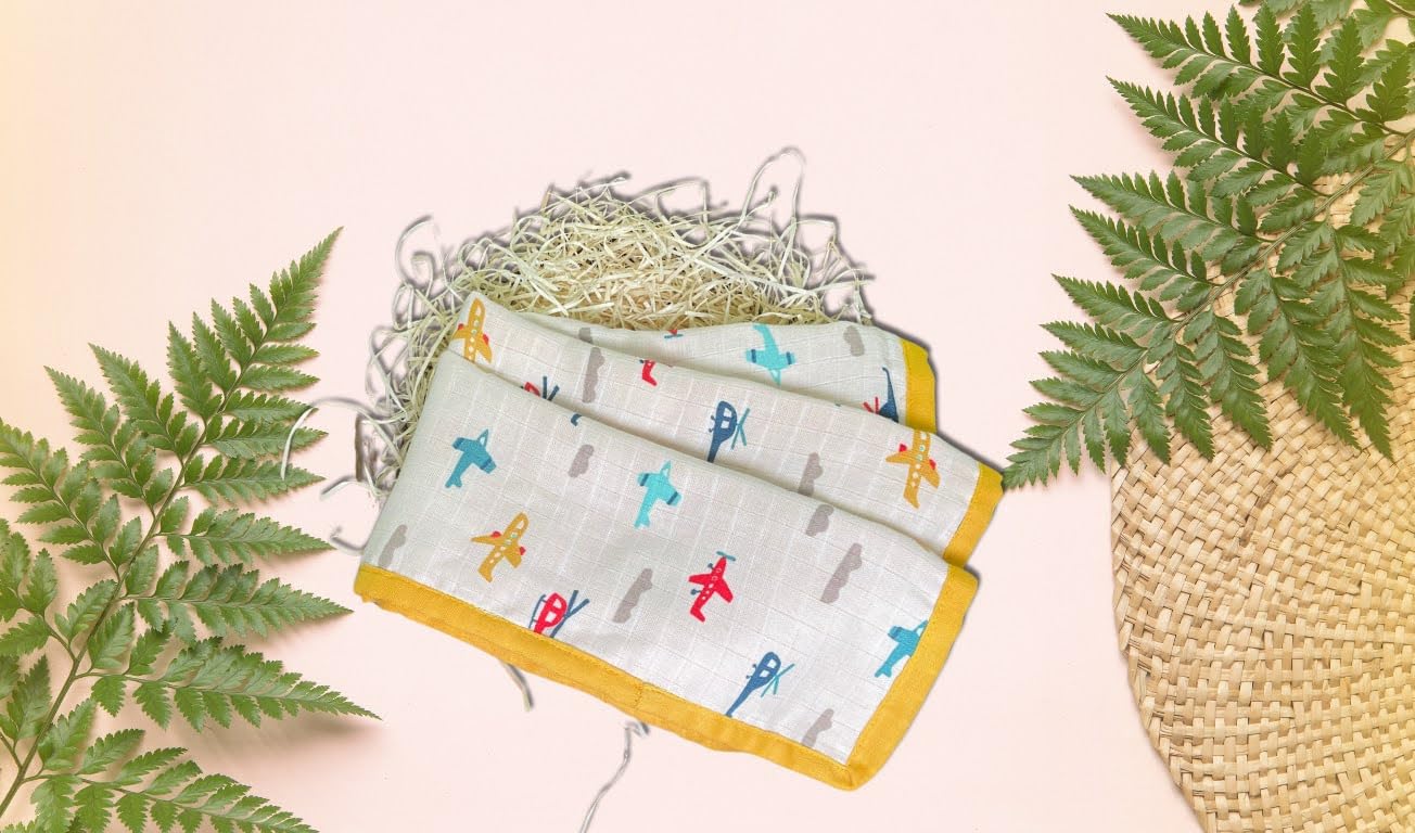 Giggly Joey Soft Muslin Cotton Baby Burp Cloths (Pack of 2) - Super Absorbent & Organic, Gentle on Baby's Skin - Ideal for Newborns, Infants, and Toddlers, Size - 45 cm x 20 cm