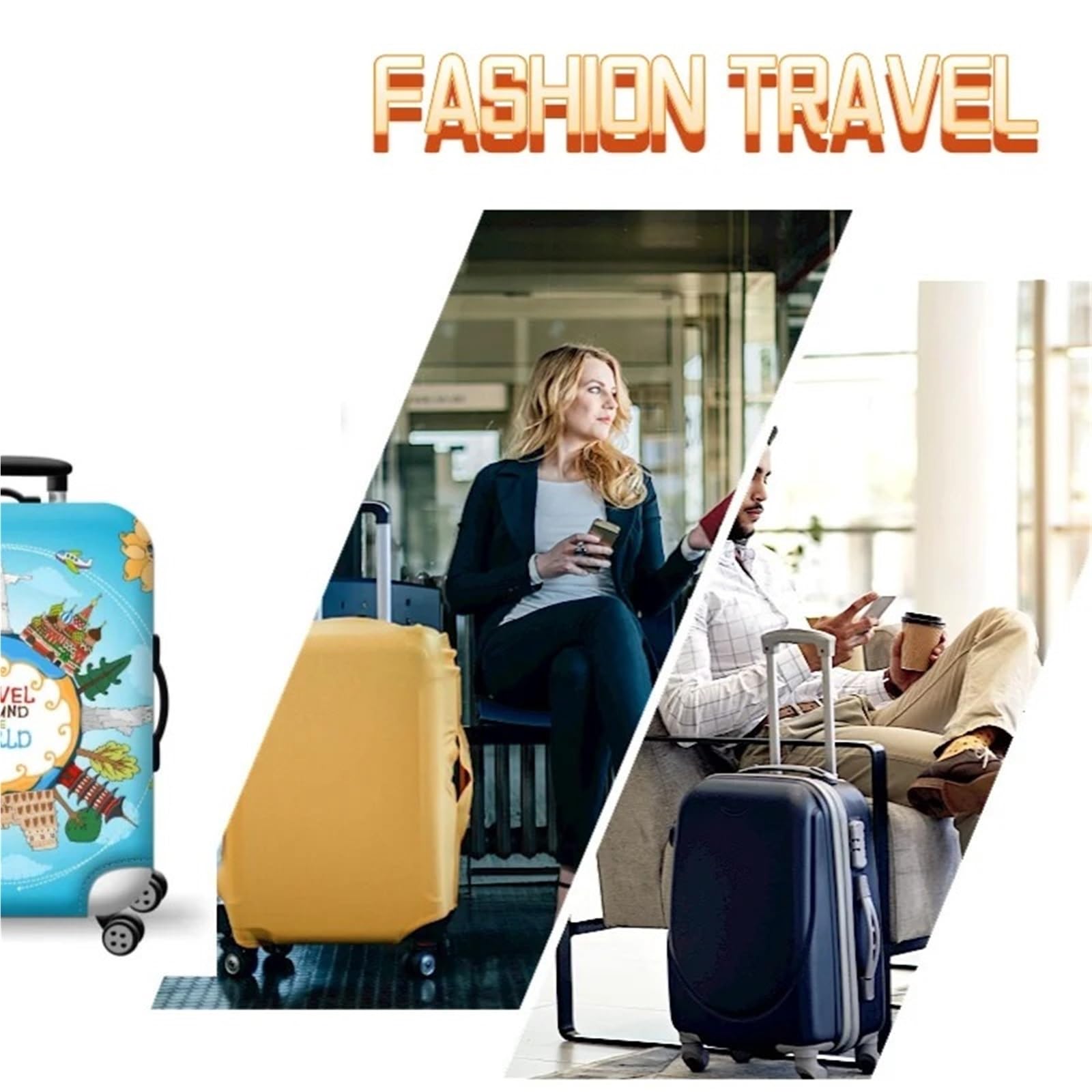 2 pezzi di copertura protettiva elastica spessa for bagagli con cerniera for borsa, for valigia, for trolley, accessori da viaggio Per Valigie(Cat,L)