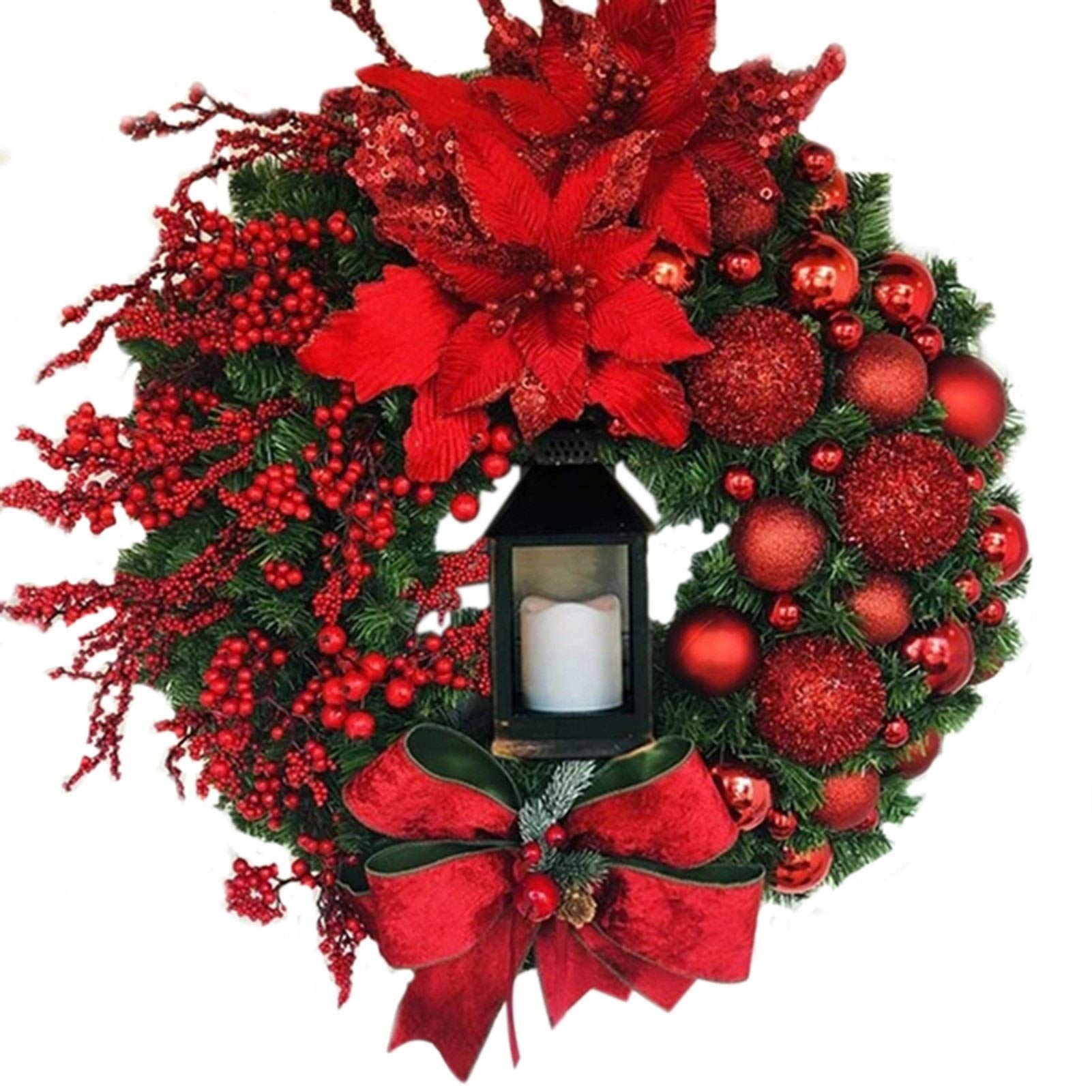 Guirlande de Noël fenêtre et porte ornement d'automne rouge 50 cm