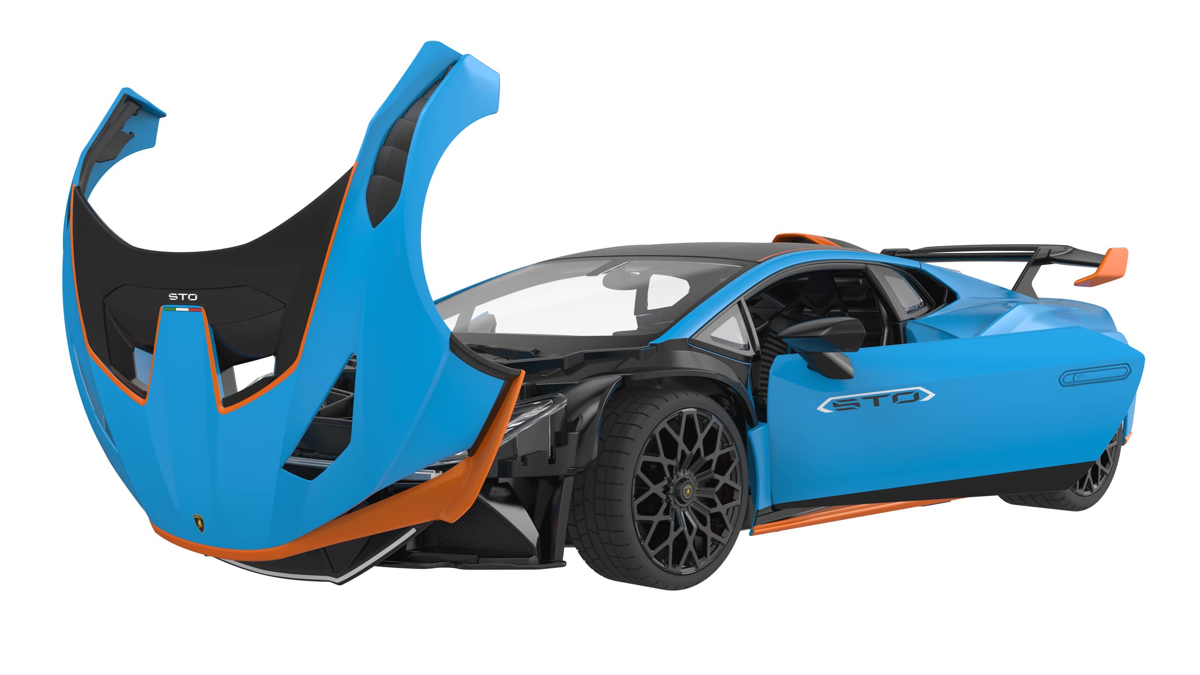 JAMARA Lamborghini Huracán STO 1:14 2,4 GHz - oficjalnie licencjonowany, ok. 1 godzina jazdy, ok. 11 km/h, idealnie odtworzone szczegóły, szczegółowe wnętrze, światło LED, 402100, niebieski