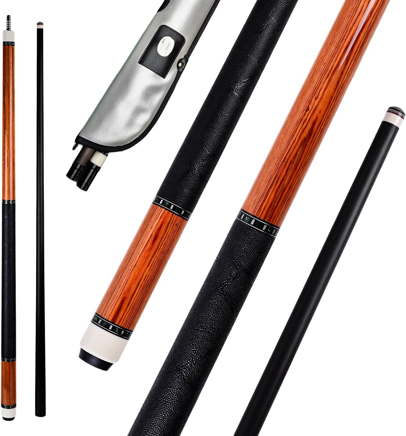 Carbon Fiber Pool Cue Stick 58” 2-Piece, Low Deflection Billiard Cue, 11.5mm Pro Shaft, Adjustable Weight, Professional Pool Stick with Case, 19oz, 3/8x10 Joint, for Men Women Players