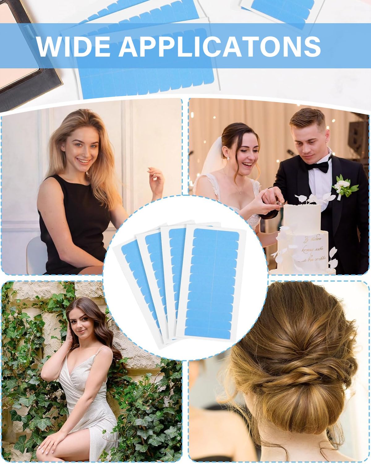 120pcs Cinta Adhesiva para el Cabello, Cinta Adhesiva de Extensión de Pelo, Adhesivo Tape para Extensiones Cabello y Trama Cabello, Invisible Doble Cara Cinta Repuesto Peluca Impermeable