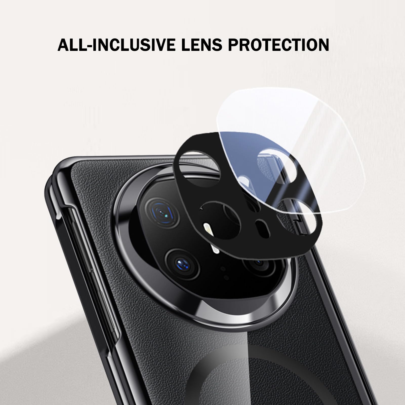 Anti Peeping Cover per Huawei Mate X6, Protezione Privacy Vetro Temperato Magnetica Custodia Cerniera AntiGraffio Placcatura Trasparente Guscio,Nero,Mate X6