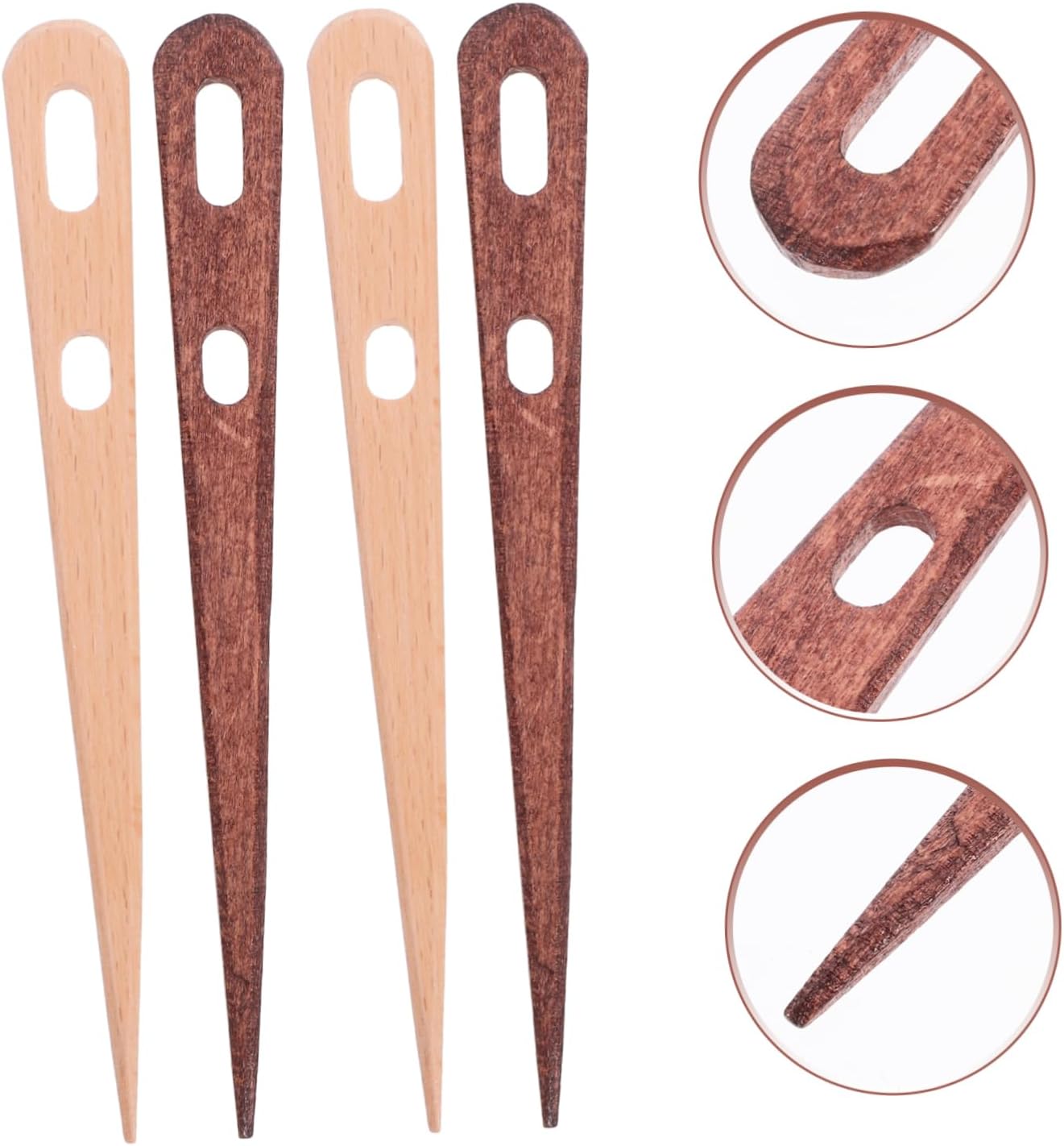 MINAOLULUS 4pcs Wooden Weaving Needles Dual-Eye Design for Easy Threading Versatile Hand Loom Tools for DIY Tapestry and Crafting Projects for Beginners and Enthusiasts
