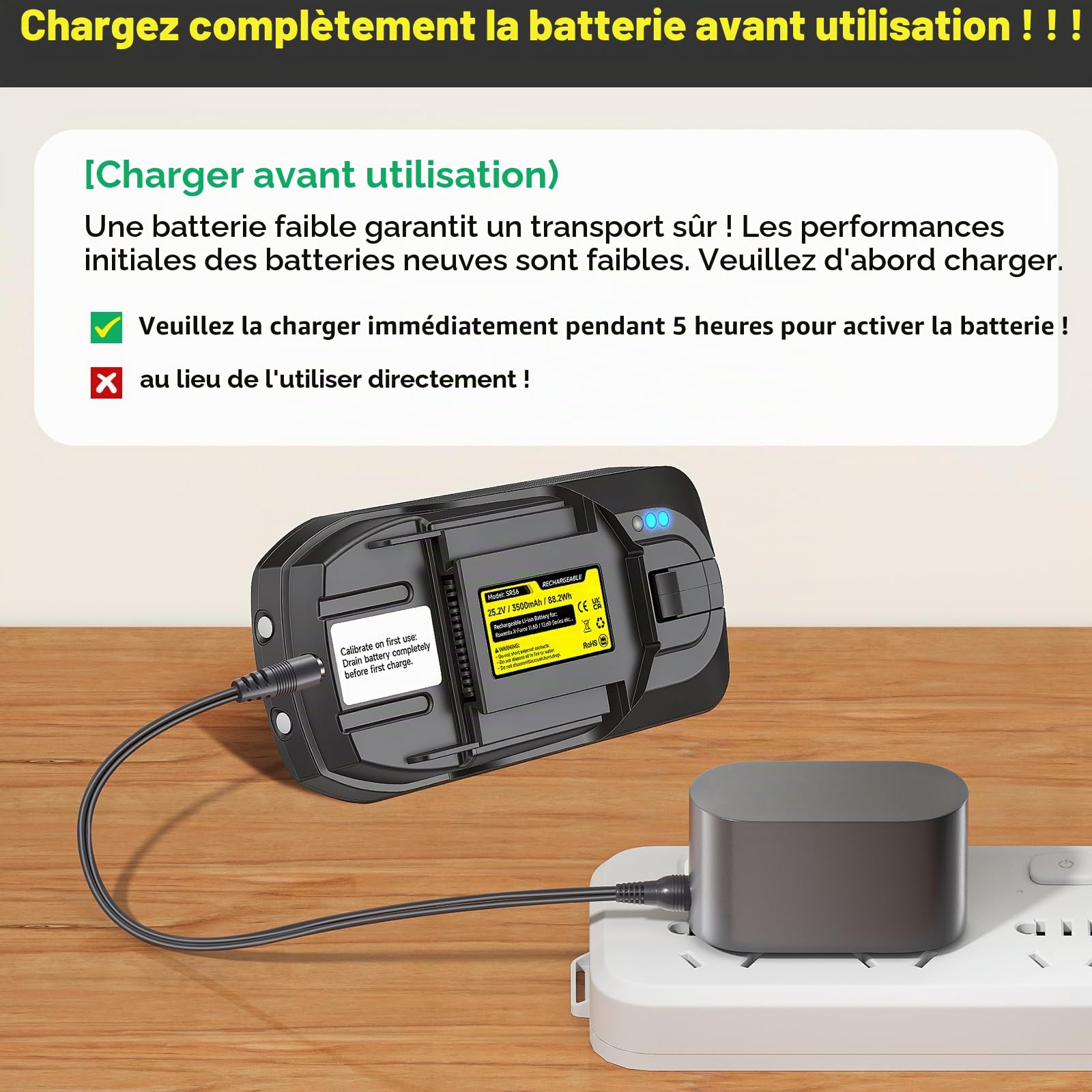 Batterie Remplacement 3500mAh pour Rowenta X-Force Flex 11.60 Animal & Aqua (25,2 V) Li-ION pour RH98 TY98 EO98 Serie ZR009701/RH9878WO - Non Compatible avec Modèles 25,9V & Flex 12.60!