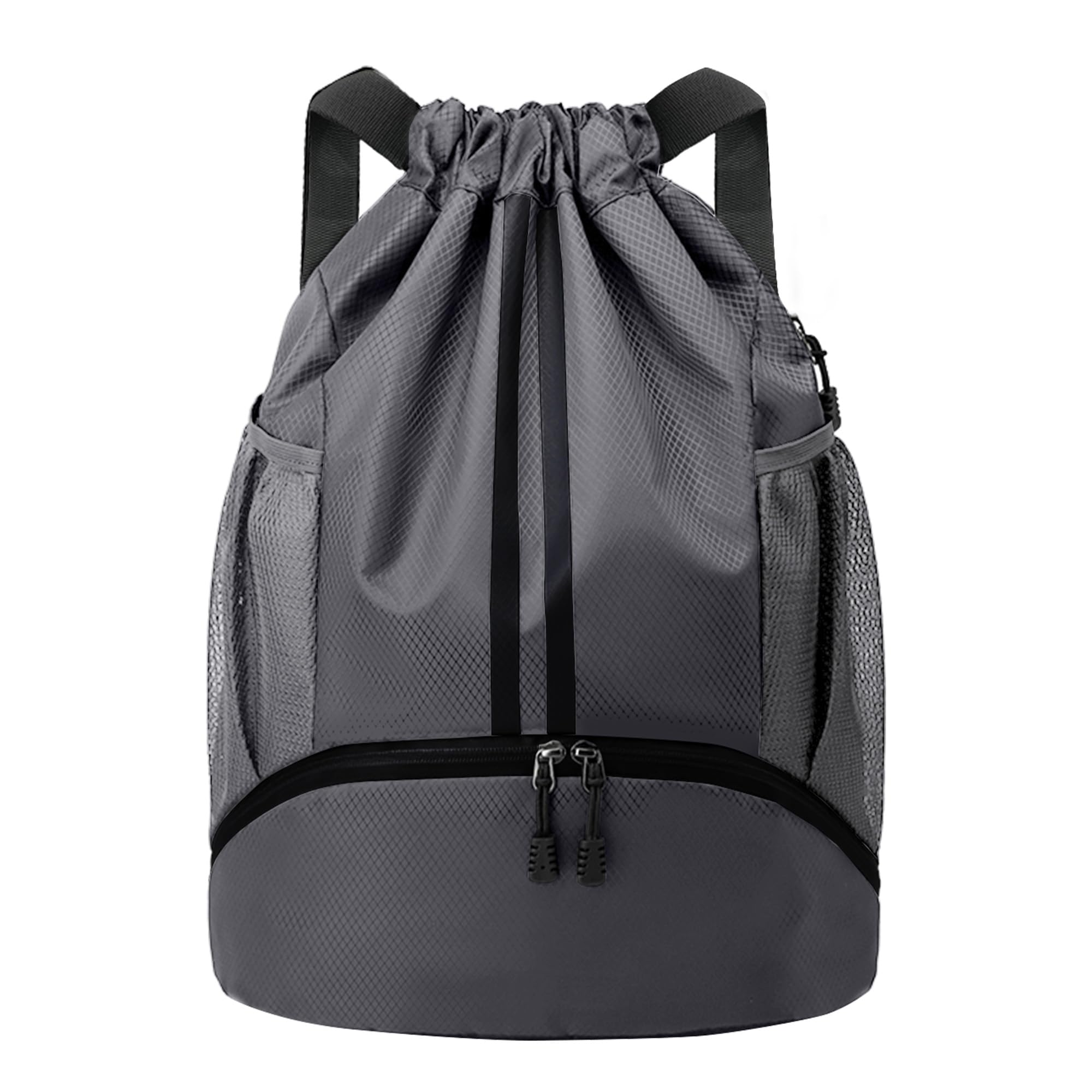 JELUTAR Drawstring Backpack Gym Bag with Shoes Pocket, Dark Grey