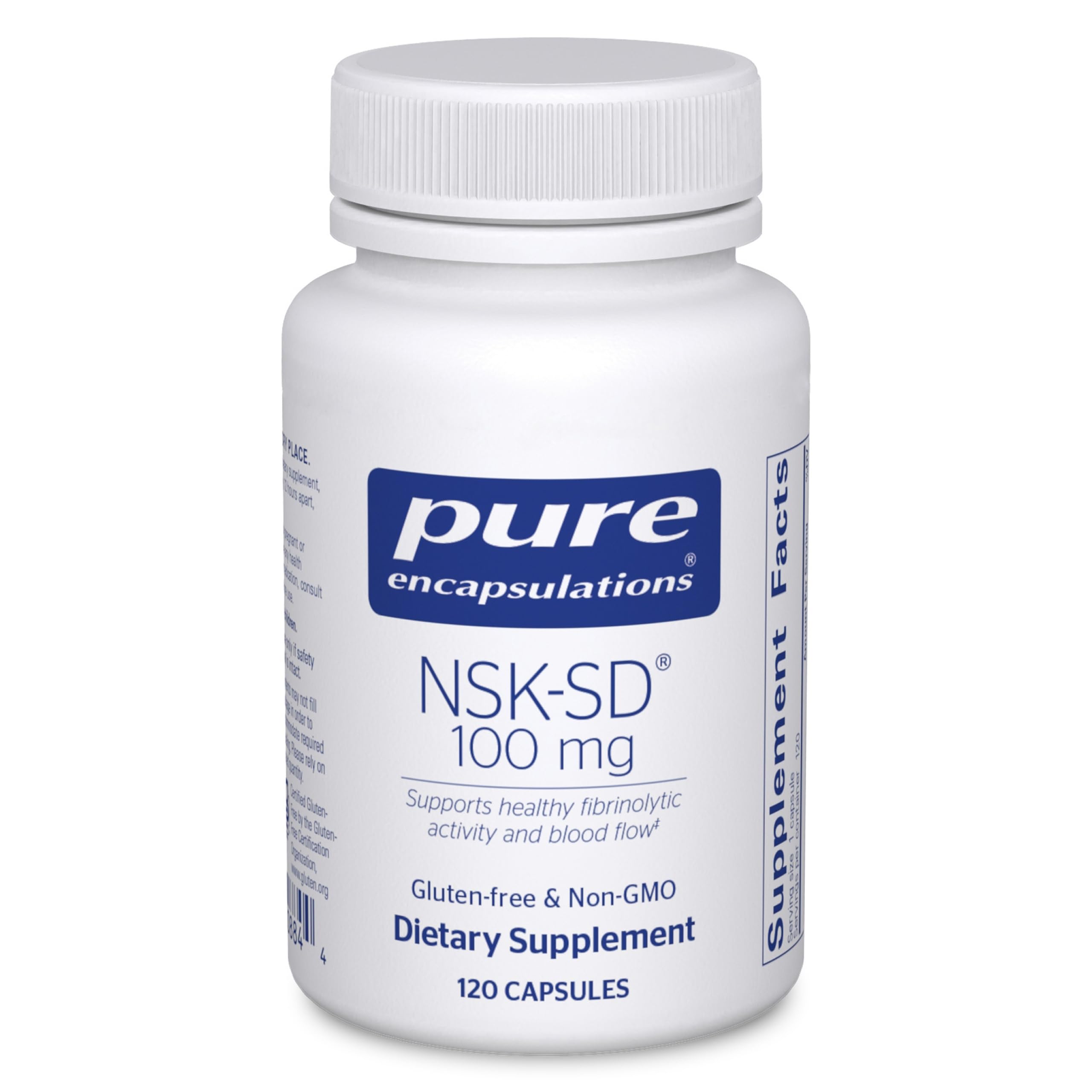 Pure Encapsulations - NSK-SD - Nattokinase 100 mg - Enzymes to Promote Healthy Blood Flow, Circulation, and Blood Vessel Function - 120 Capsules