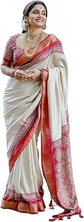black beauty king Women's Ajrakh Printed Gajji Silk Jari Soft saree & Blouse(Unstitched)-picture-36