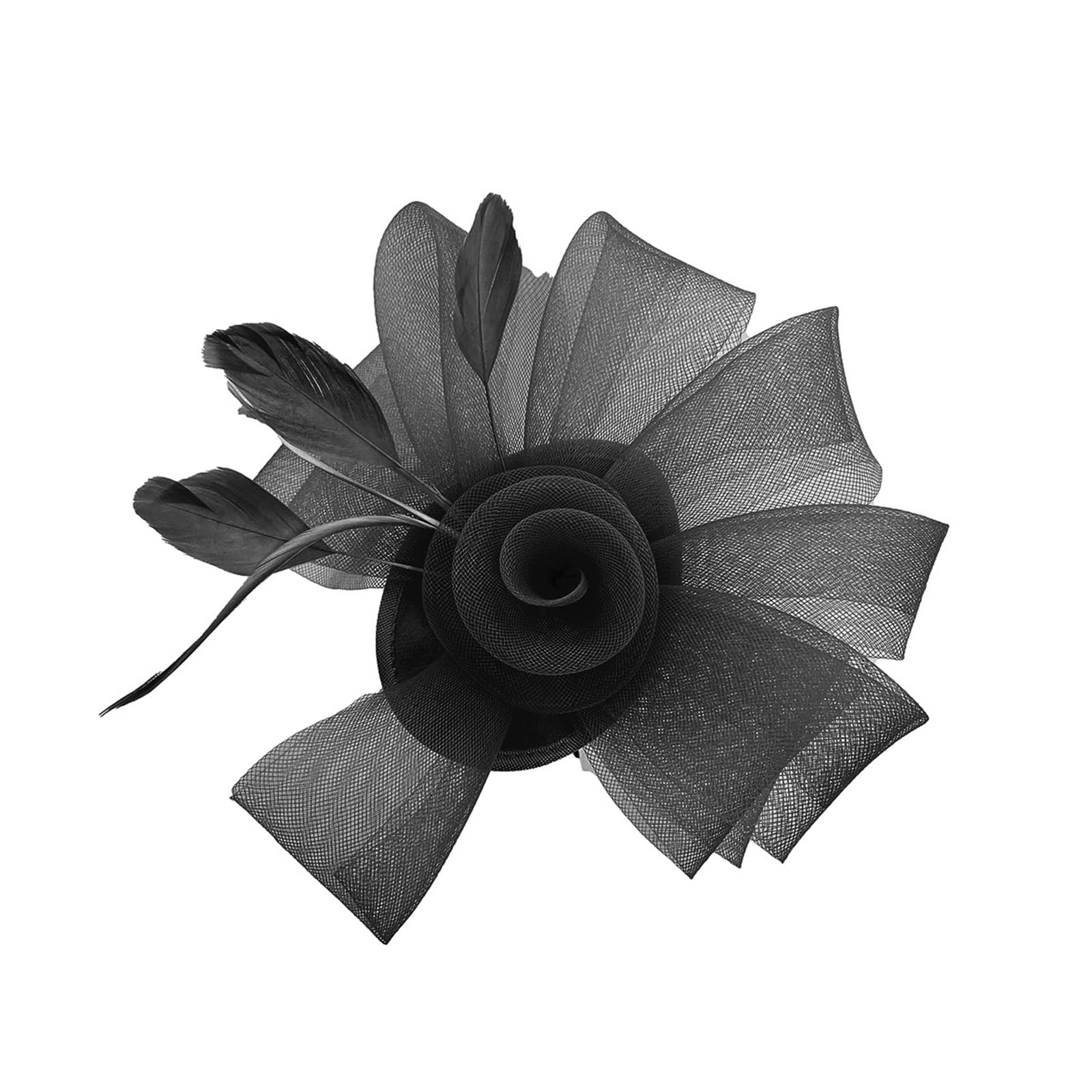 MICFENY Breathable Tulle Flower Hair Clip With Feathered Formal Event Fascinator Hat for Casual Outfit Cocktails Party Dressingu