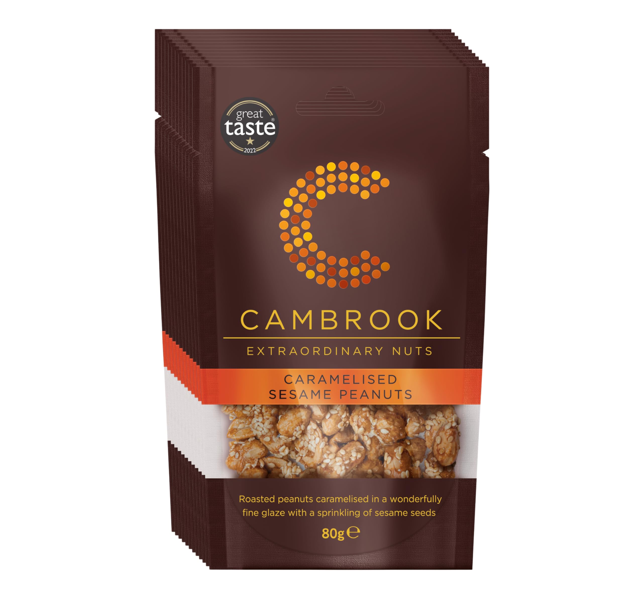Cambrook - Caramelised Sesame Peanuts, 80g Bags, Pack of 12