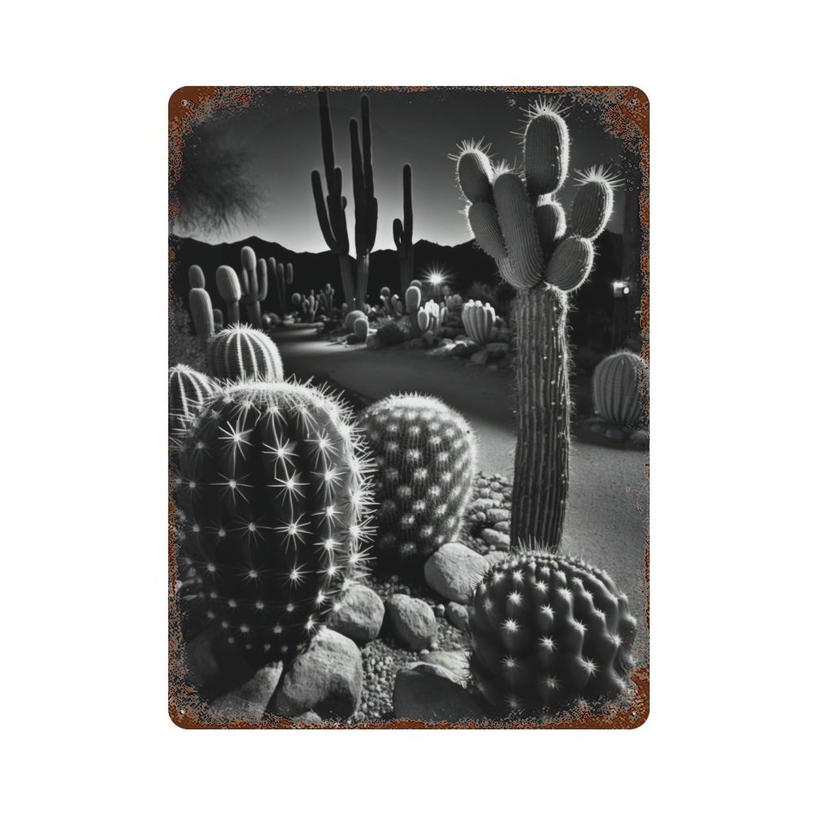 Rusty Metal Tin Sign Somewhere in The Desert 15.7"x11.8", Industrial Home Decor for Patio, Garden Room And Bar Decor