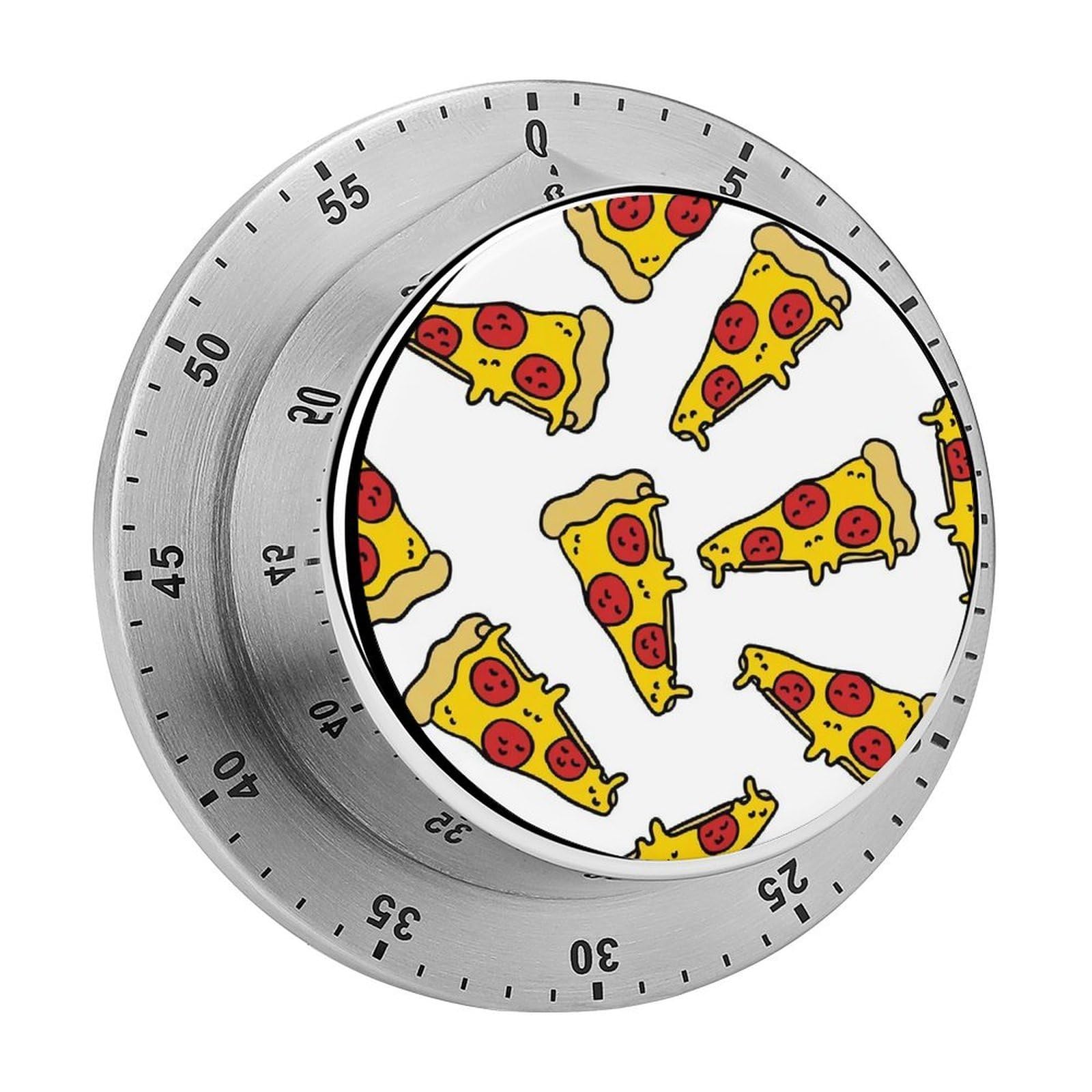 Pizza Slice Stainless Steel Magnetic TimerMechanical Kitchen Timer, No Battery, for Cooking, Studying, Workouts