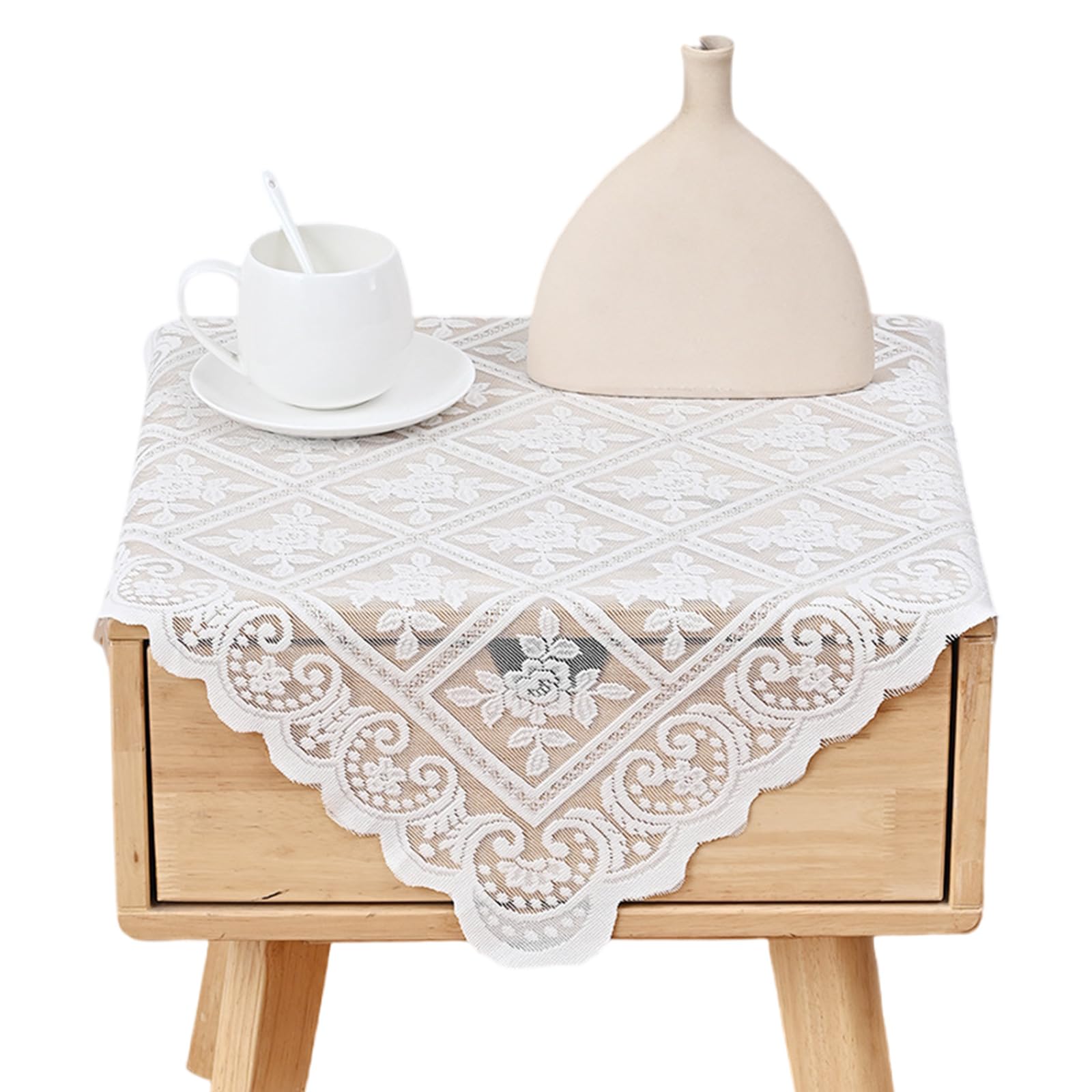 FackLOxc Luxurys Sheer Lace Tablecloth Stain Resistant Table Runner Easy Cleaning Surfaces Perfect for Coffee Tables Bedside Cabinets Lace Tablecloth for Bedsides Table