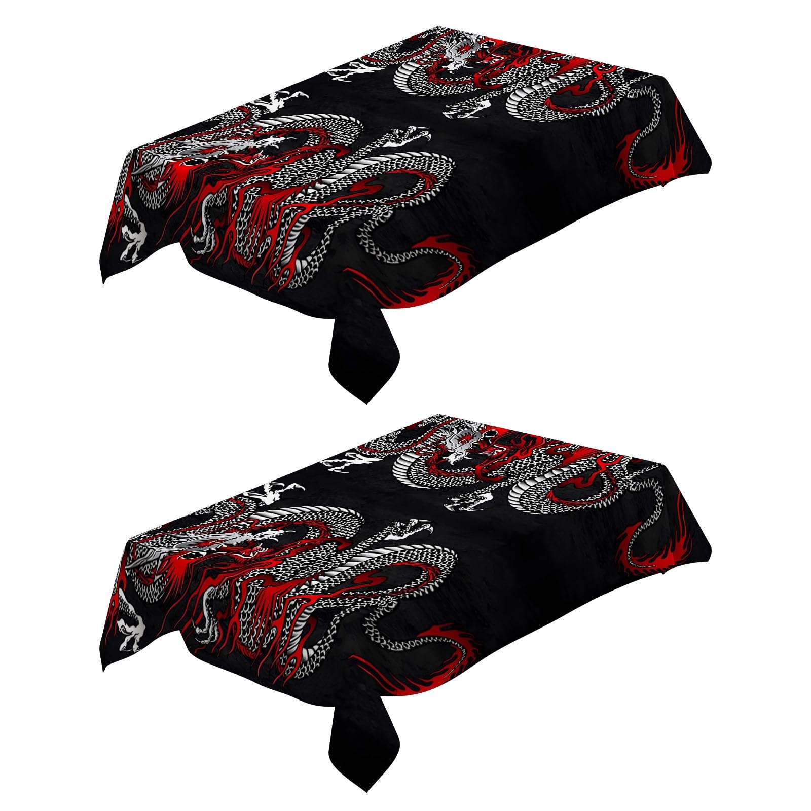 Nappe dragon des vents essuyable et anti-tache pour table de salon rectangulaire