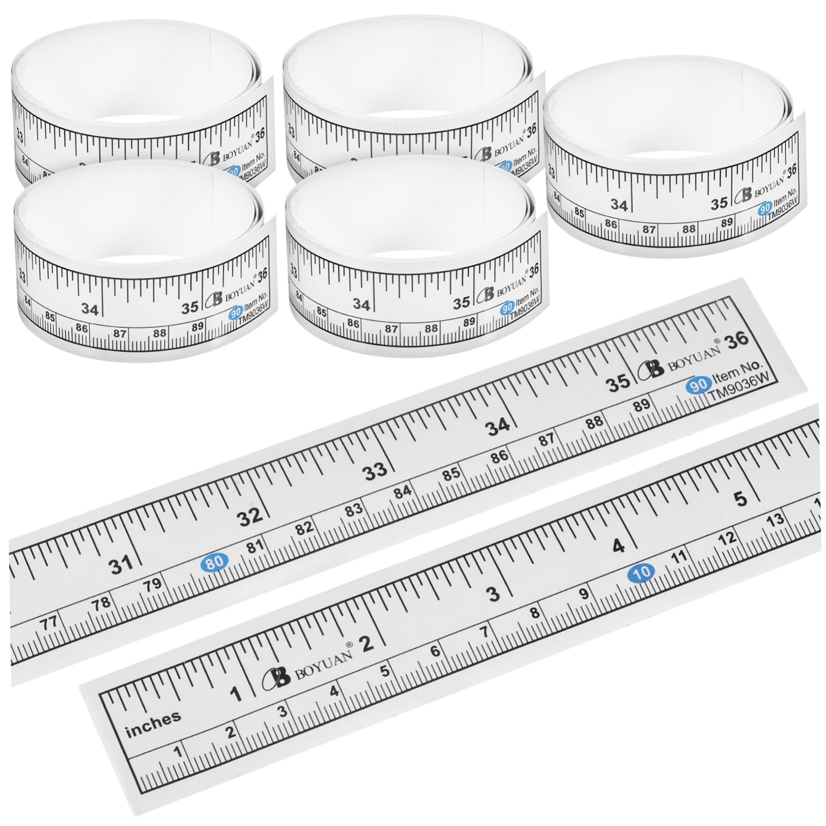 Sticker Tape Measure, 6 Pcs Self Adhesive Measuring Tape Workbench Ruler for Workbenches, Peel and Stick Measuring Tape for DIY Projects, Crafting & Woodworking Tools