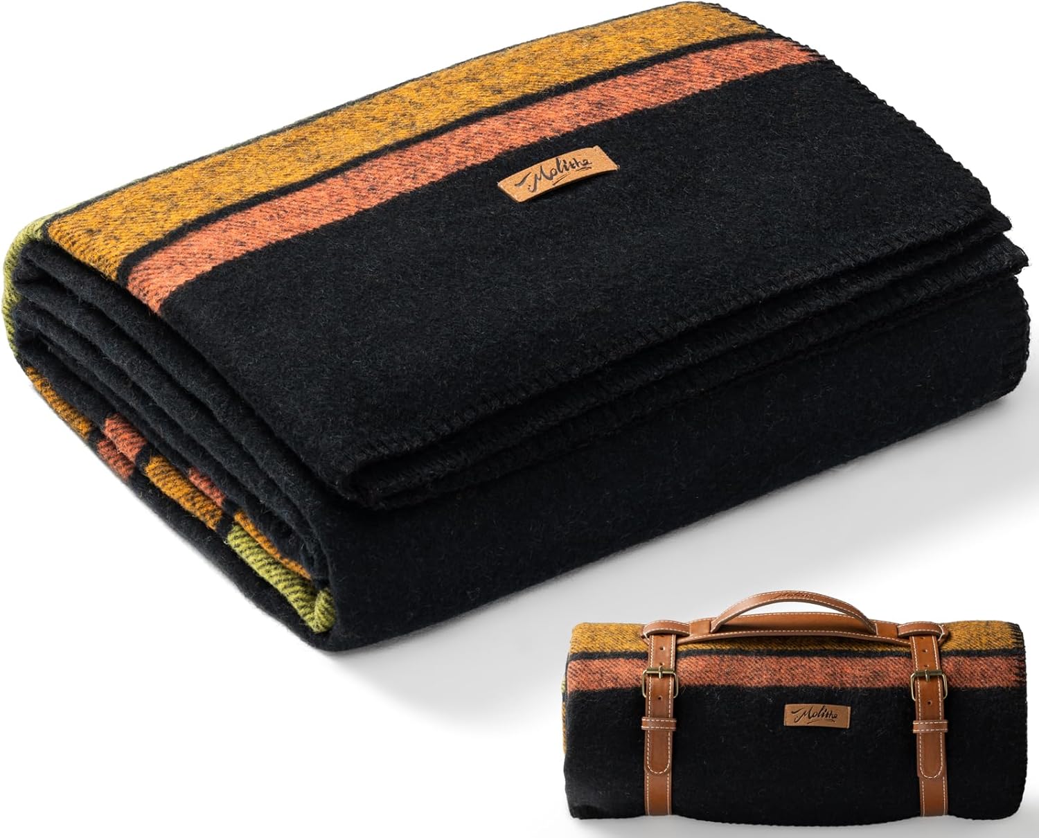 100% Wool Blanket, 62" x 86", Warm, Thick, Washable, Military Wool Blanket, Great for Camping, Outdoors, Sporting Events, Survival Kits