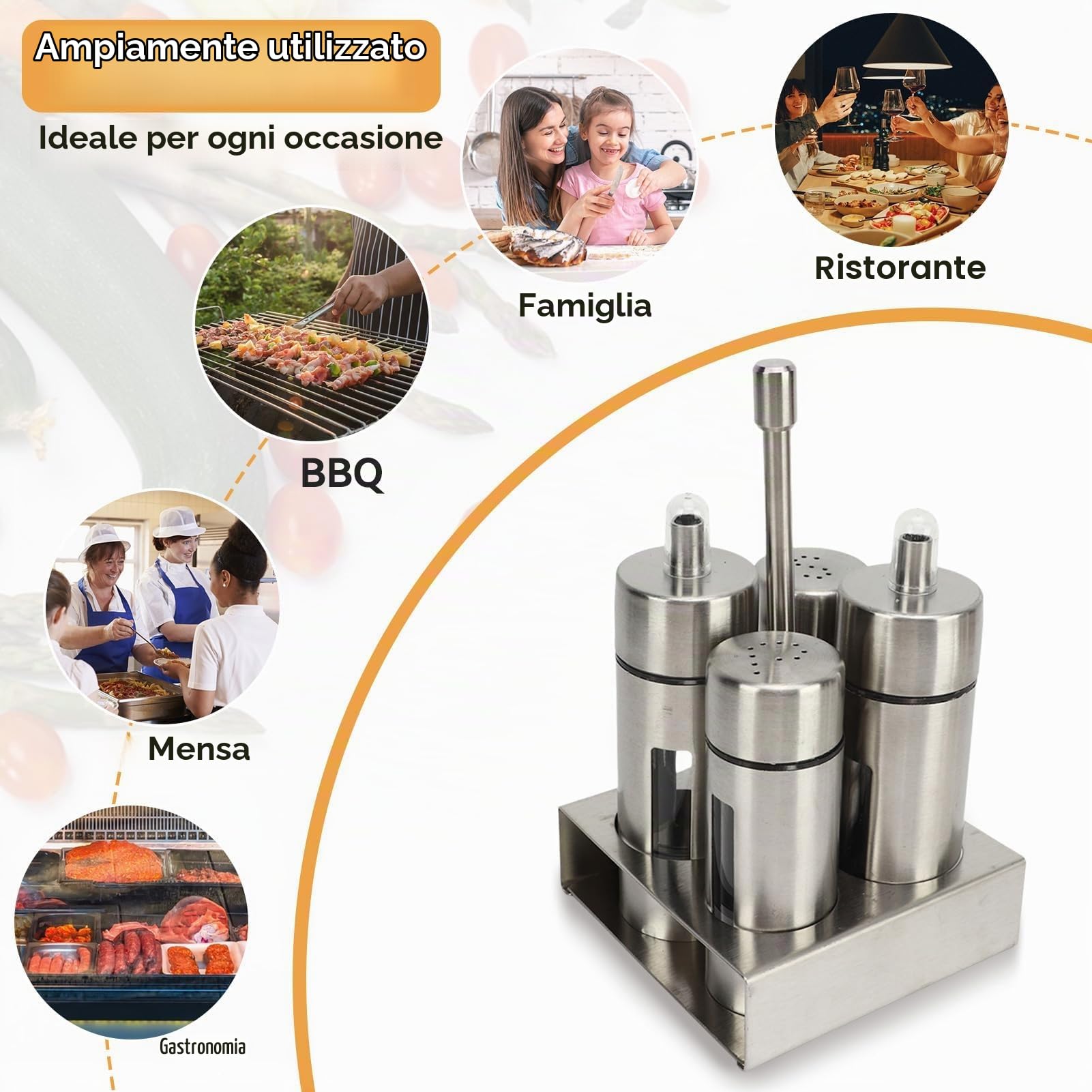 Set Dispenser Per Olio E Aceto, Set Oliera Per Olio E Aceto, Set Dispenser Per Olio E Aceto, Sale E Pepe, Set Bottiglia Per Oliera Per Olio E Aceto, Sale E Pepe, Dispenser Per Spezie in Acciaio Inossi