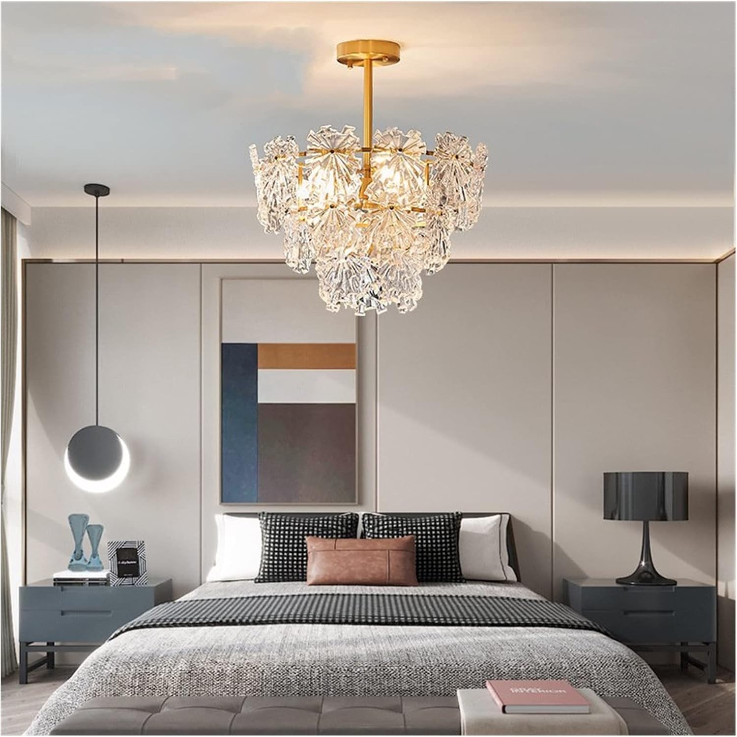 CSXSXAUO Luxury Chandeliers Light Compatible with Dining Room Living Bedroom Glass Ceiling Chandelier Lighting - Home Decor Lustre Moderne,Pendant Lights