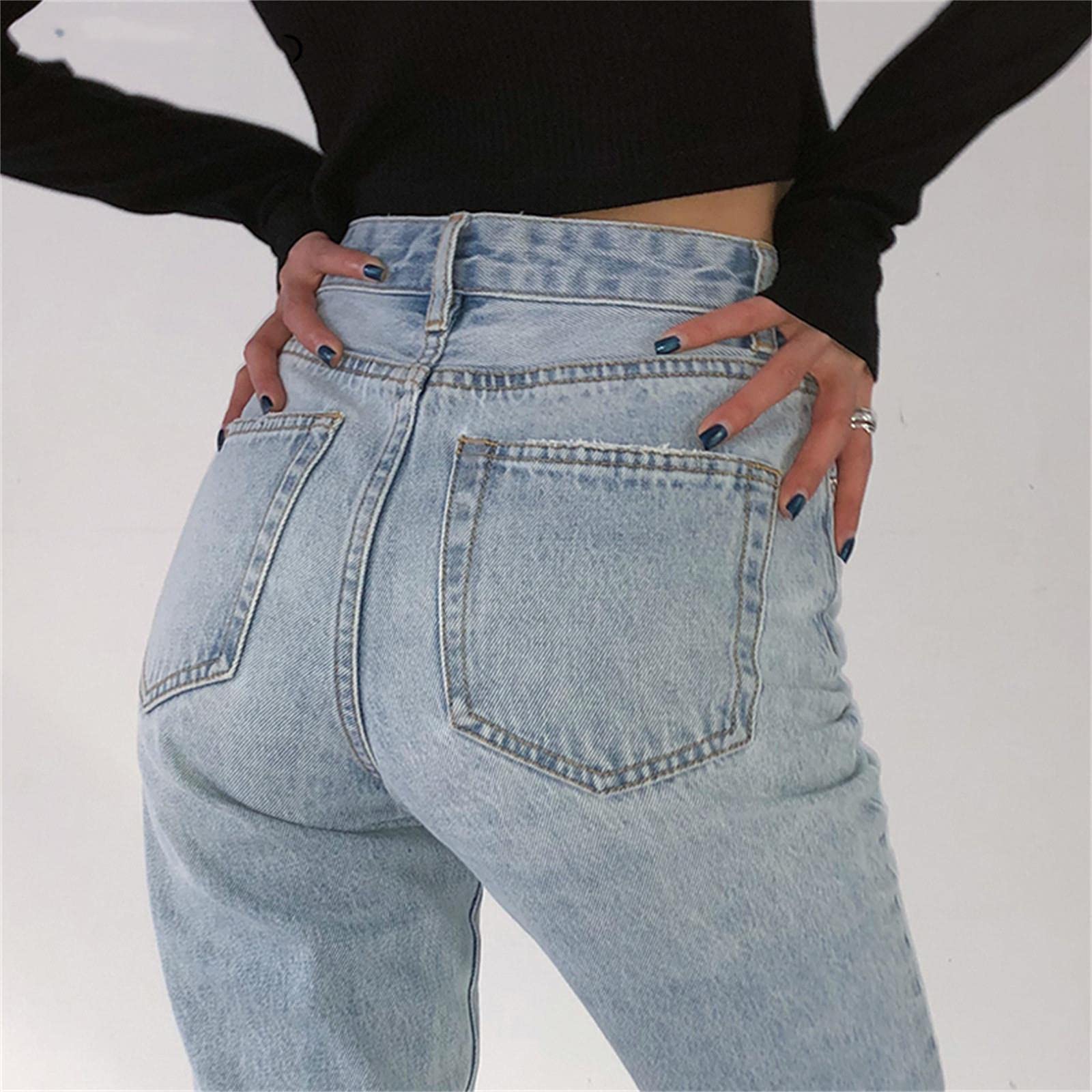 UKKO Jeans da Donna Jeans Allentati A Vita Alta per Le Donne Pantaloni Mom Jeans Jeans Lavata Jeans Fidanzato