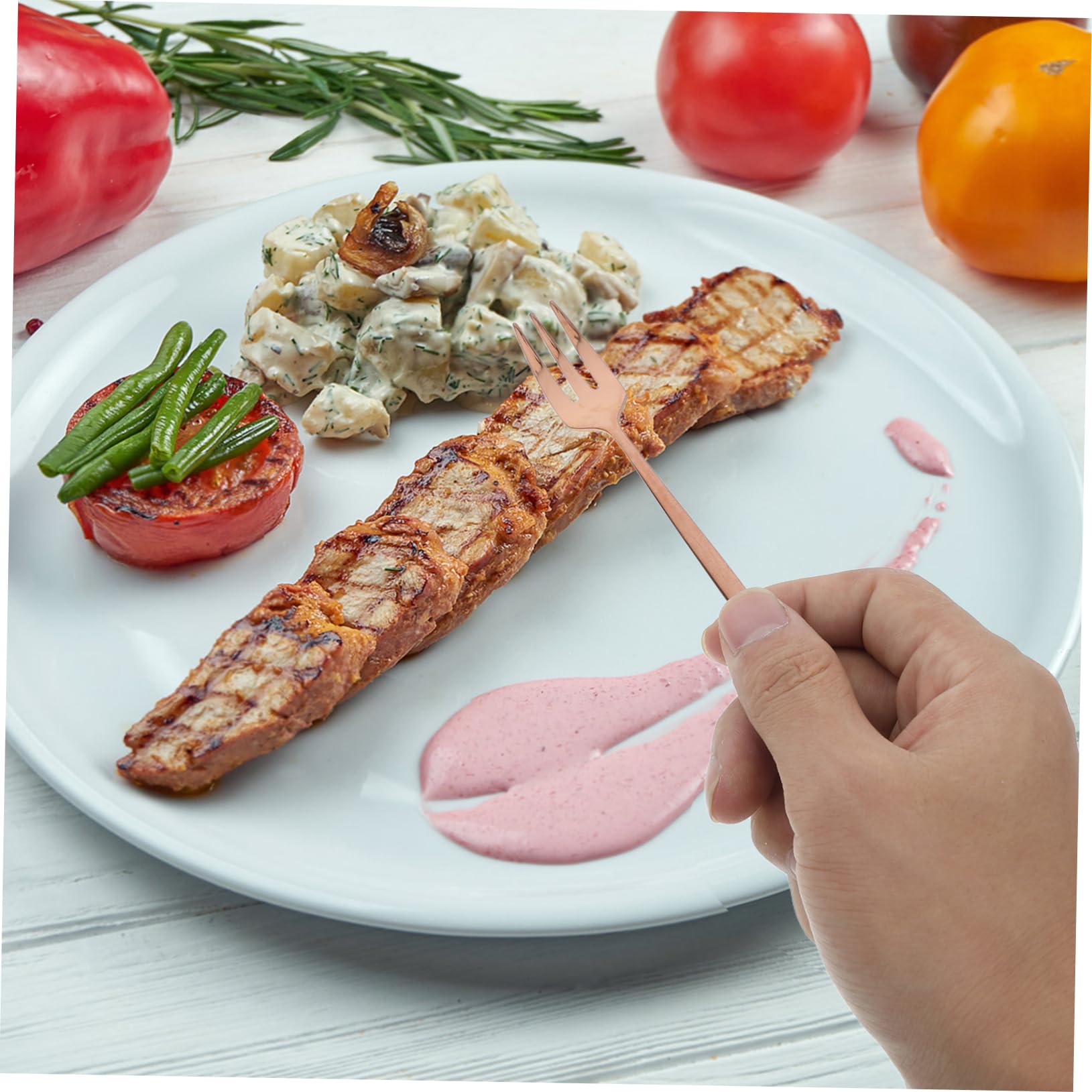 30 Piezas Cubertería Inoxidable con Acabado Rosa Dorado Cubiertos para Fiestas y Bodas Tenedor Cuchara y Cuchillo para Comidas Elegantes
