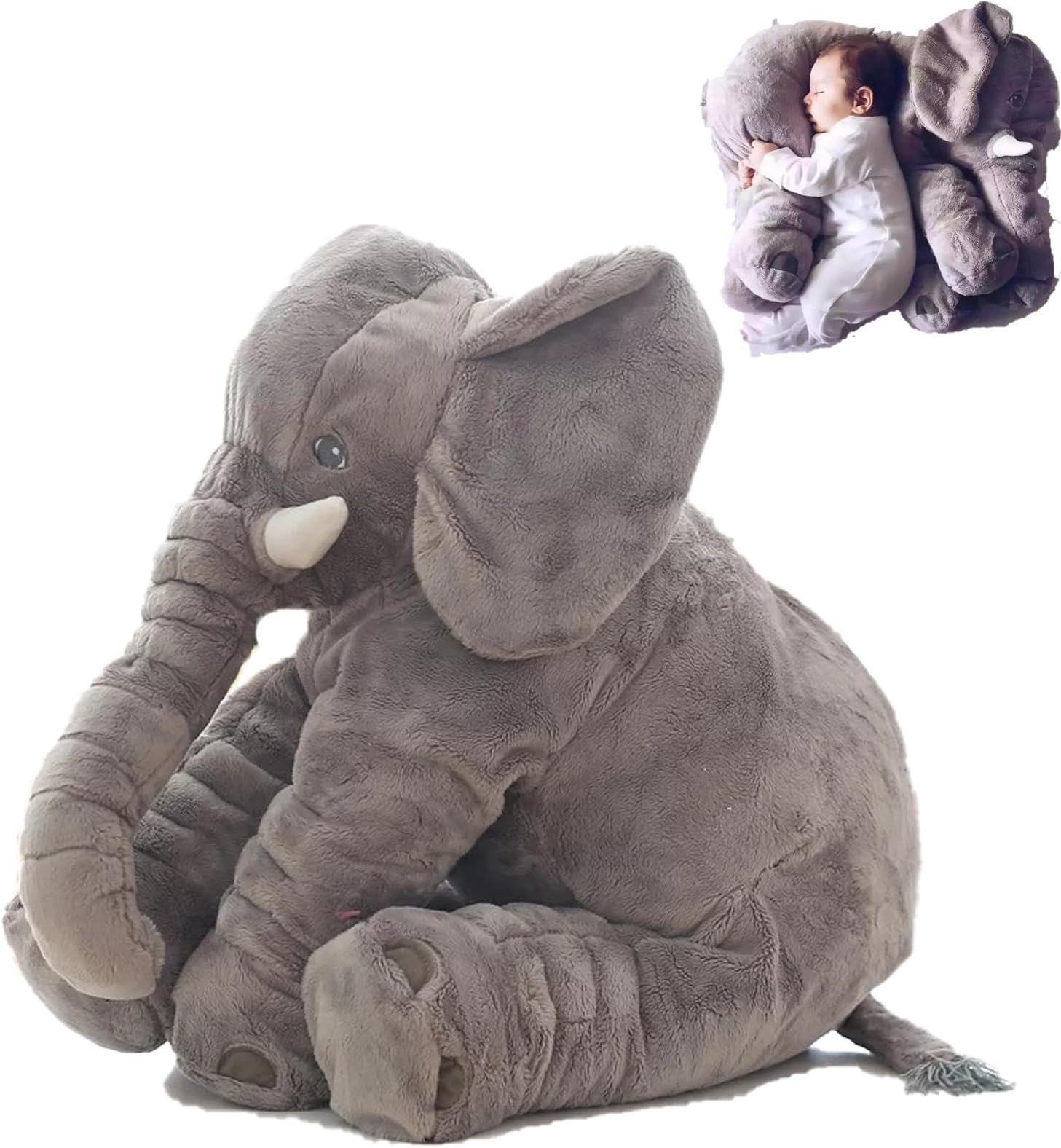 ABKD Fresh Frenzy Pillow, Fresh Frenzy Elephant Cuddle Pillow for Sleeping, Fresh Frenzy Elephant Cuddle Pillow, Ersonalized Giant Stuffed Elephant Pillow Doll-Grey