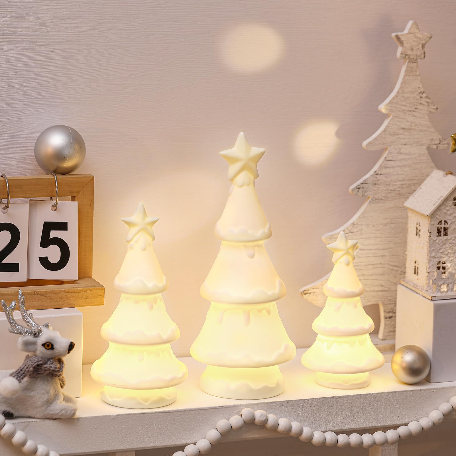 Juego De Figuras 3 En 1 Para árbol De Navidad De 10 Pulgadas, Rompecabezas De Madera Rústica De Pino De Navidad Para Bandeja, Mesa, Decoración De Niños, Estante, Decoración De Centro
