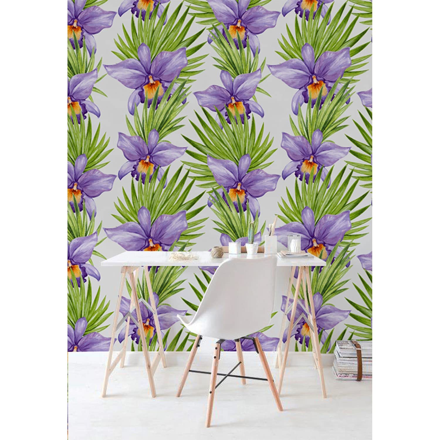 Papiers peints muraux latex 250x250cm motif floral prairie lavable