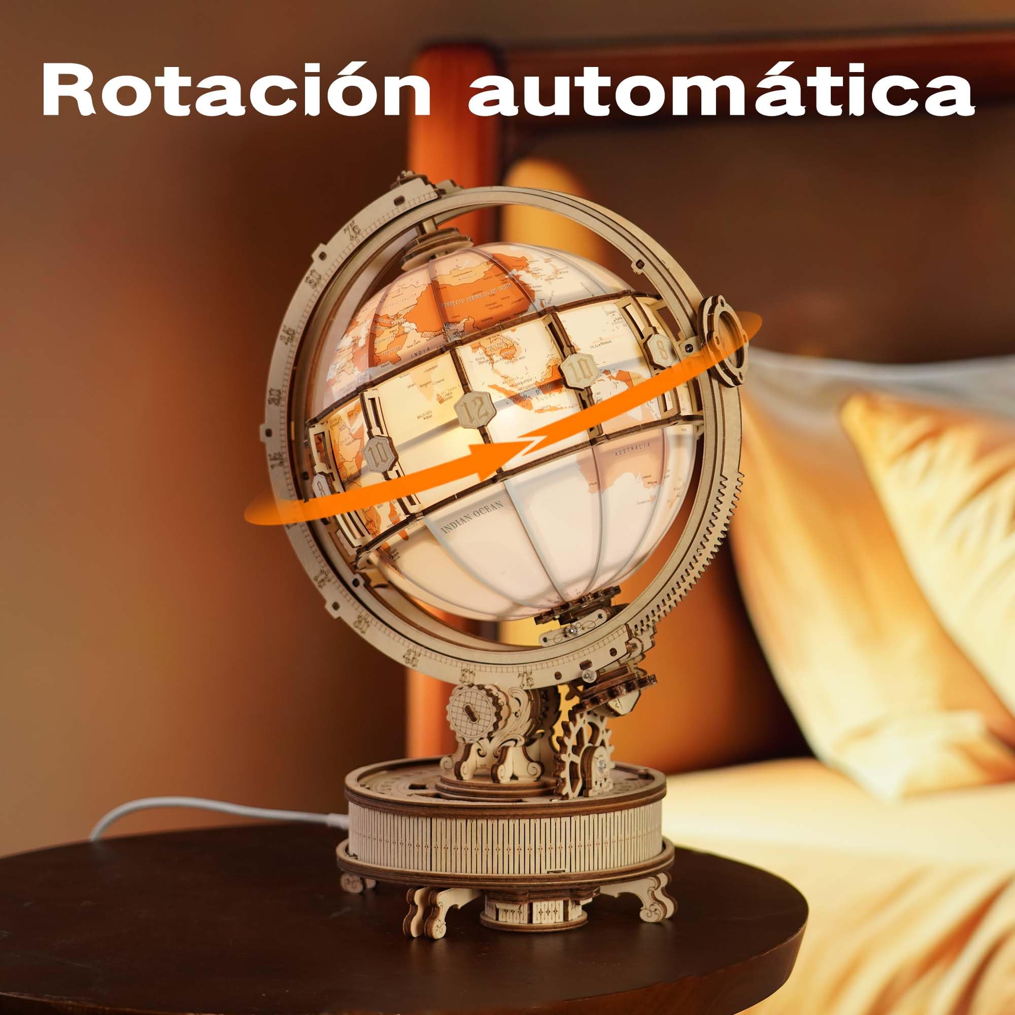 ROKR Puzzle 3D Madera Novedad Eléctrica Luminous Globe Maquetas de Madera para Construir,Regalo de Cumpleaños para Adultos y Adolescentes