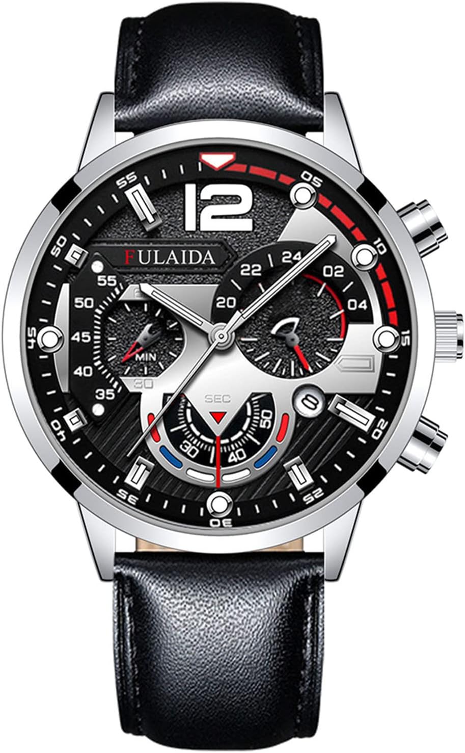 Fashion Sport Men's Stainless Case Leather Quartz Analog Wrist Watch Srpe37 (A, One Size)