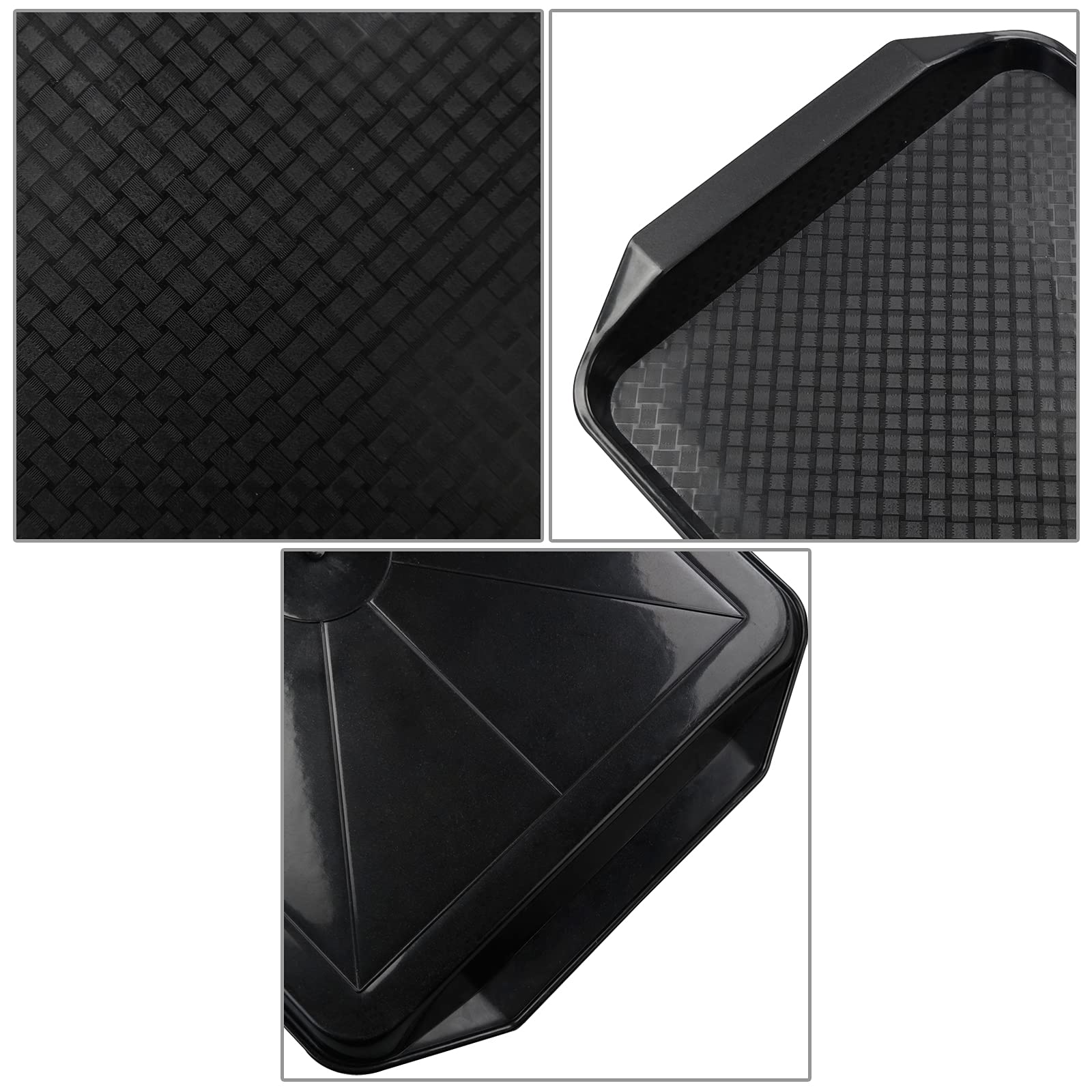 Lot de 6 Fast Food Service à Café Plateaux Plateau de Service en Plastique, Noir