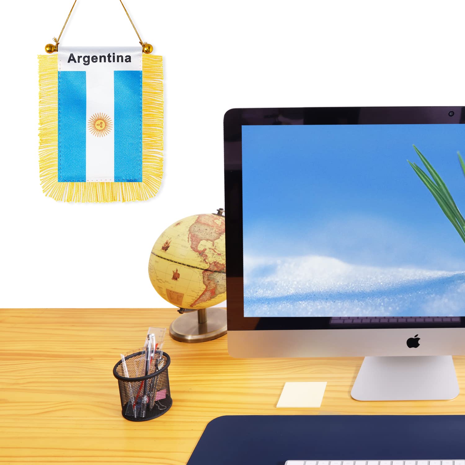 2 Stück Argentinien Autoflagge – 7,6x12,7 Cm, Mit Saugnapf & Quaste, Für Rückspiegel & Fenster