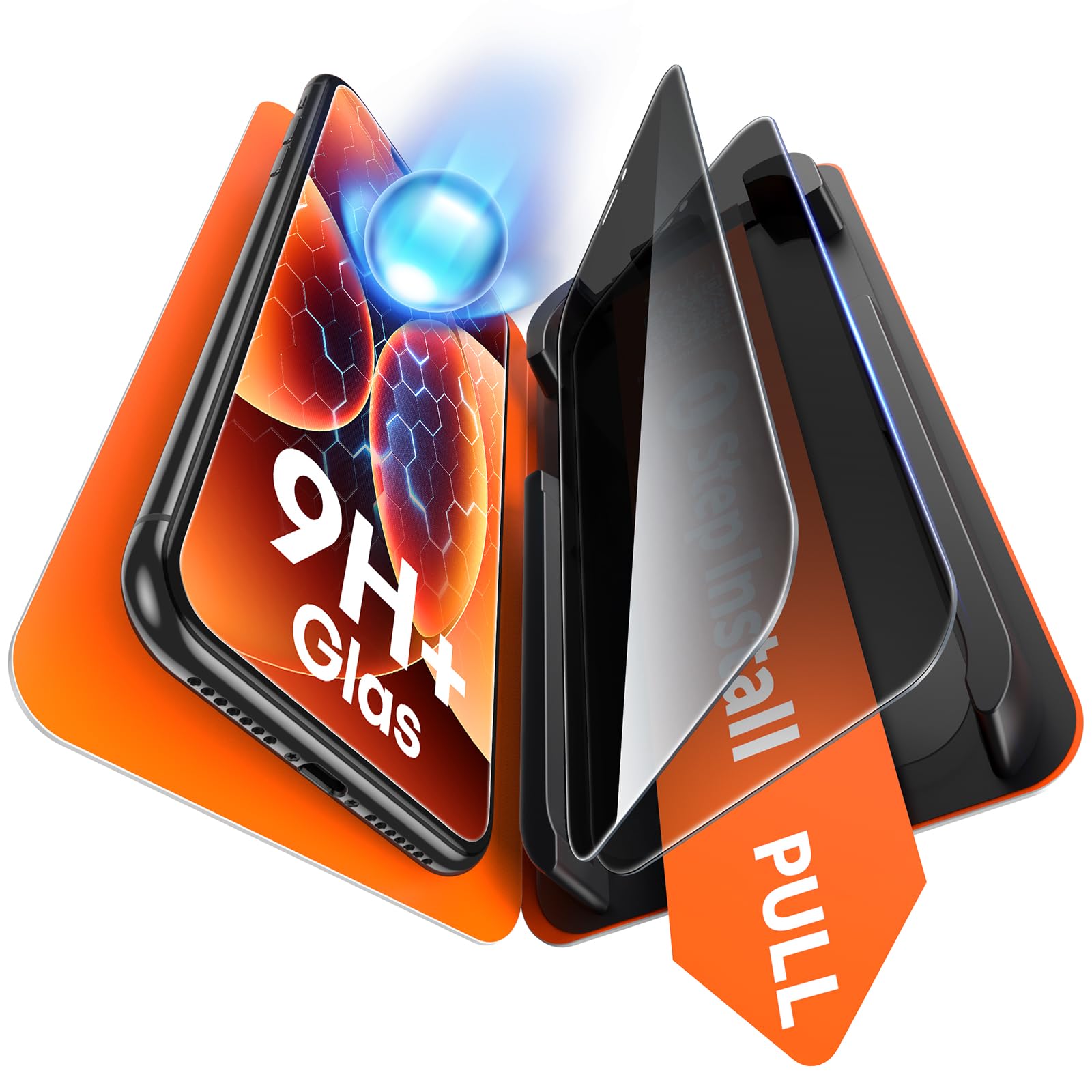 TAURI Protector Pantalla para iPhone 11 Pro Max [Instalación en 1 Paso] | con Herramienta de Auto-Instalación Sin Polvo, 2 Piezas Protector Pantalla Antirrayaduras y de 28°Anti - Privacidad