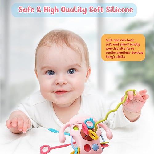 Miniatura 3 de LBKJOE Montessori - Juguete para bebés de 18 meses en adelante, bonita forma de botella, juguetes sensoriales para dentición con sonajeros para