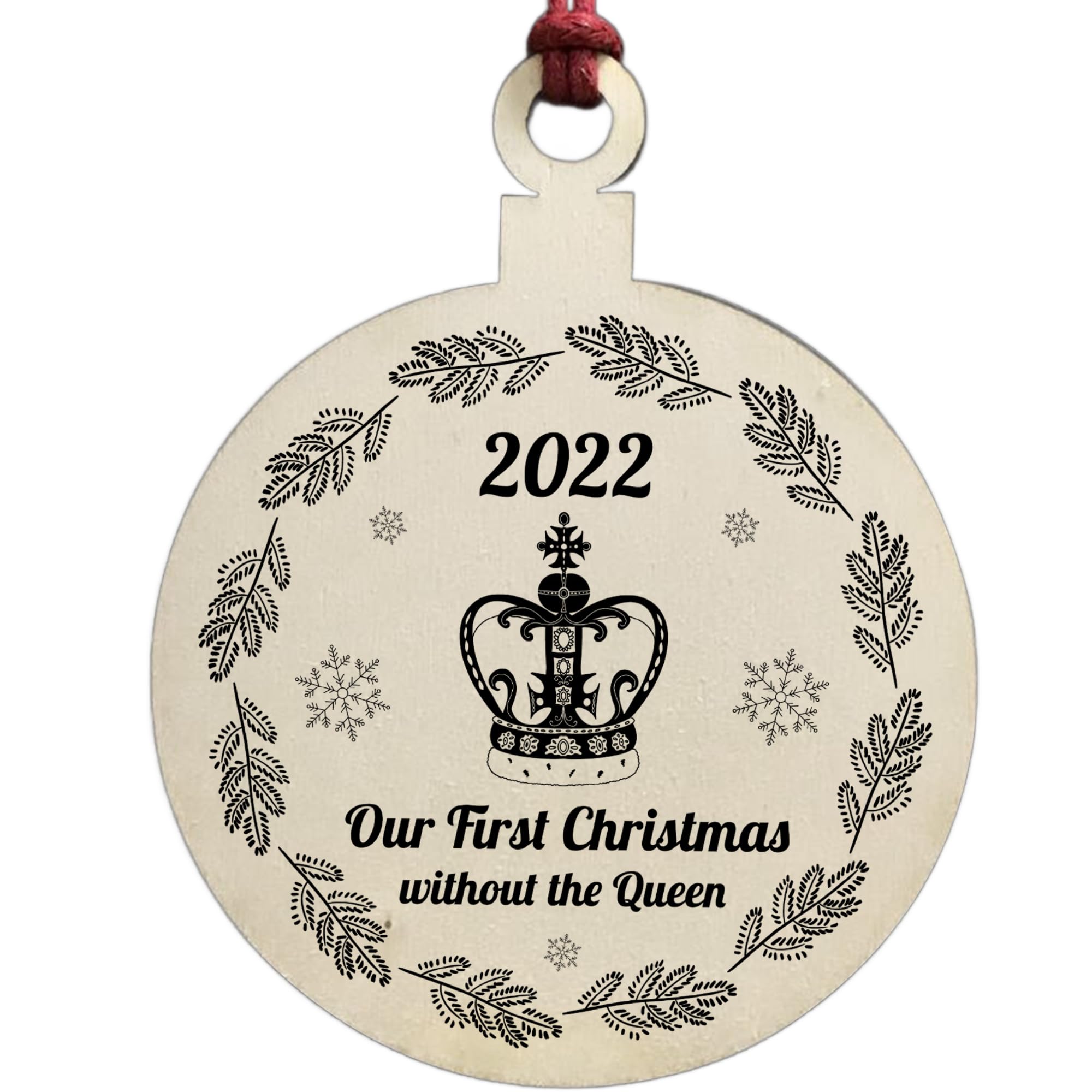 Red Ocean In Memory Queen Elizabeth II Plaque Wood Christmas Bauble Tree Decoration Keepsake