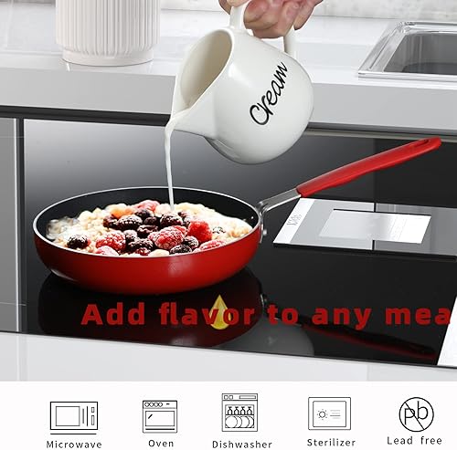 Miniatura 7 de ONTUBE Crema de porcelana, jarra de crema de leche de cerámica de 12 oz (blanco)