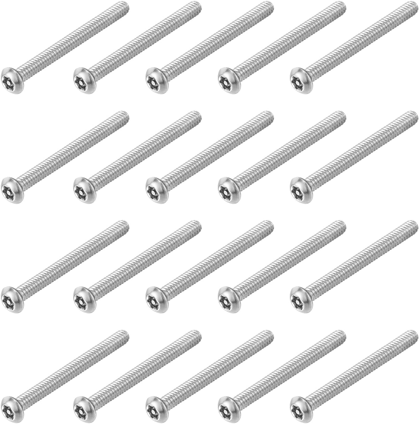 uxcell 20Pcs #10-32 x 1-1/2" Torx Security Machine Screws, 304 Stainless Steel Button Head Screws Bolt Tamper Resistant for Anti-Theft Tamper Proof, Silver
