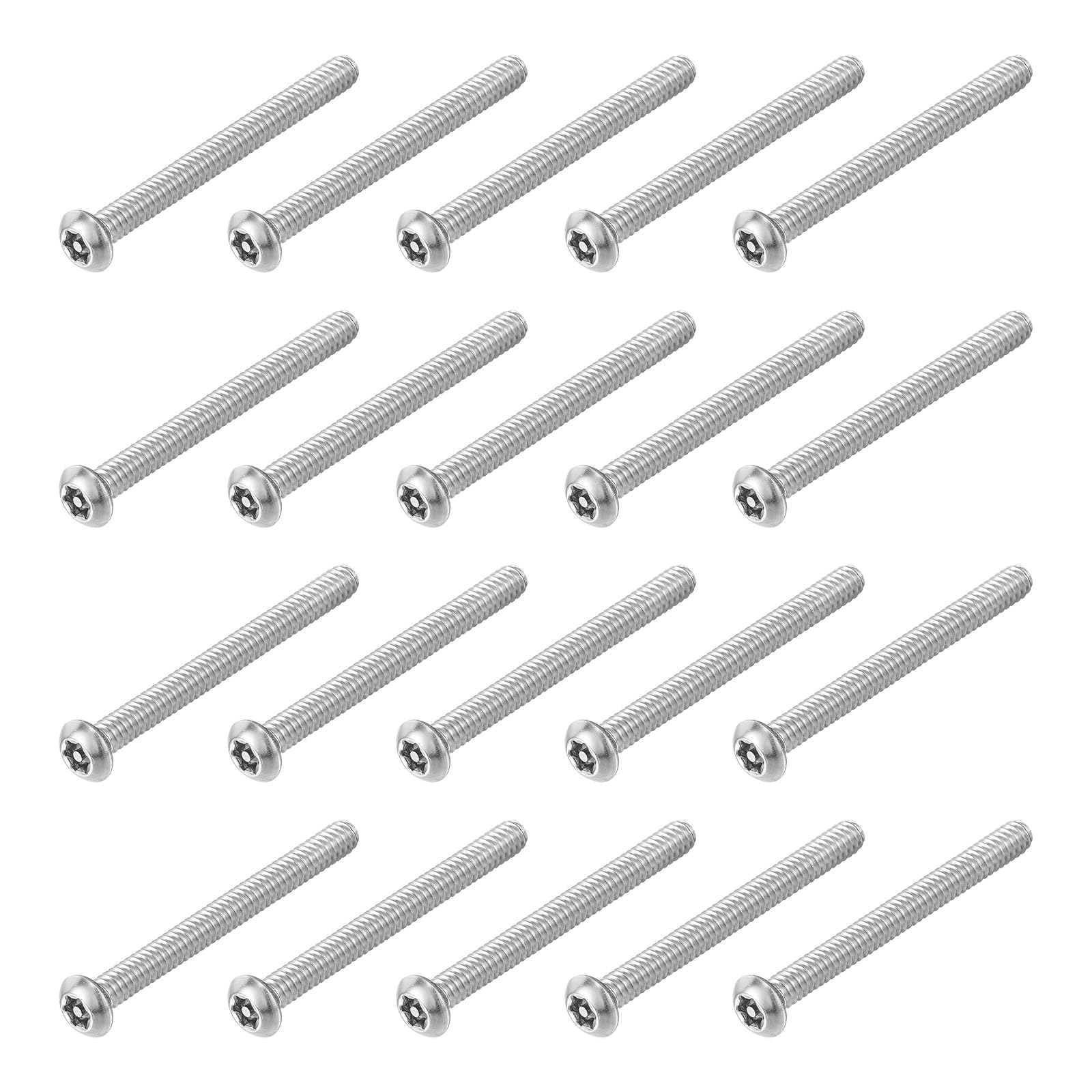 uxcell 20Pcs #10-32 x 1-1/2" Torx Security Machine Screws, 304 Stainless Steel Button Head Screws Bolt Tamper Resistant for Anti-Theft Tamper Proof, Silver
